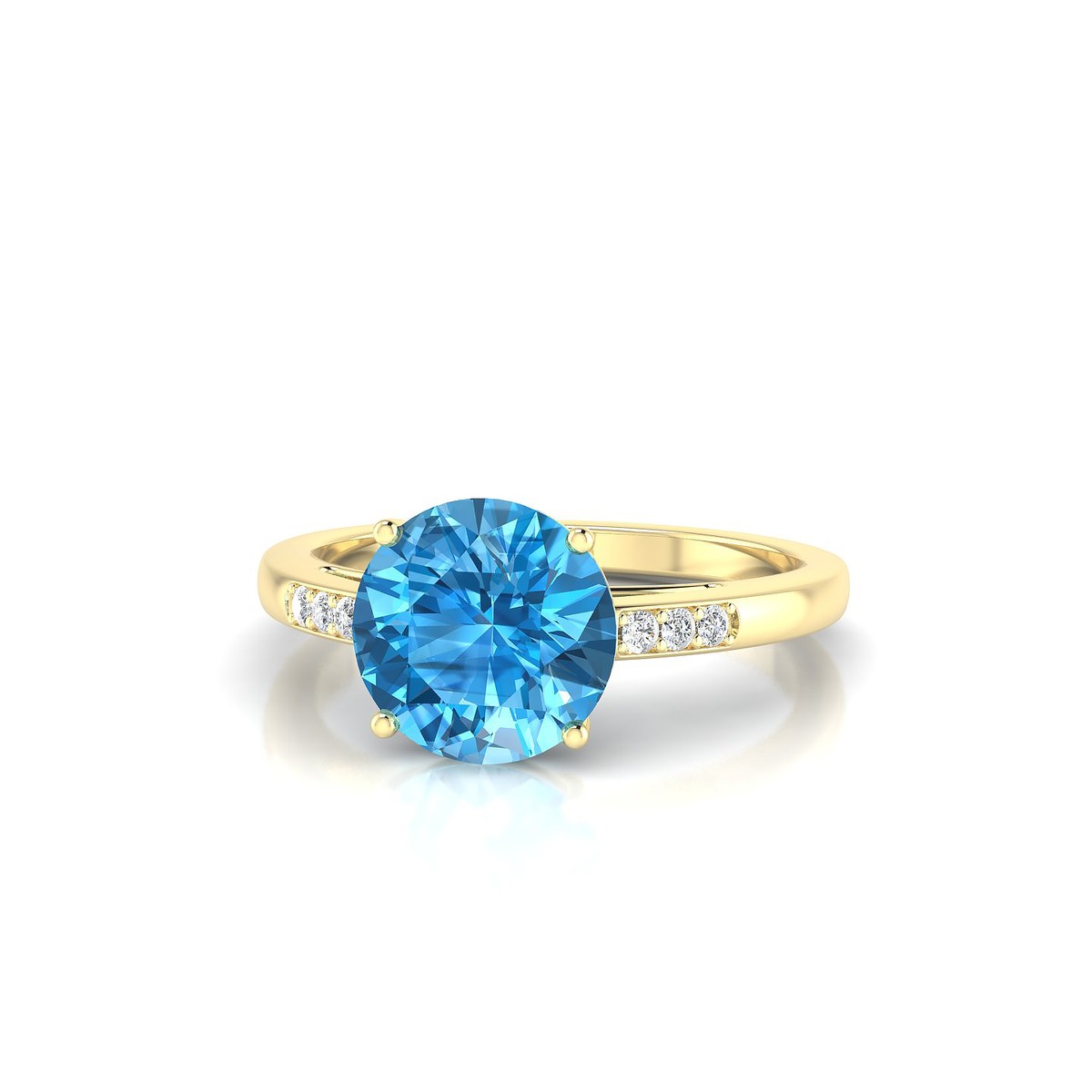 Exquisite | 18k Yellow Gold 8 mm Round Topaz Ring