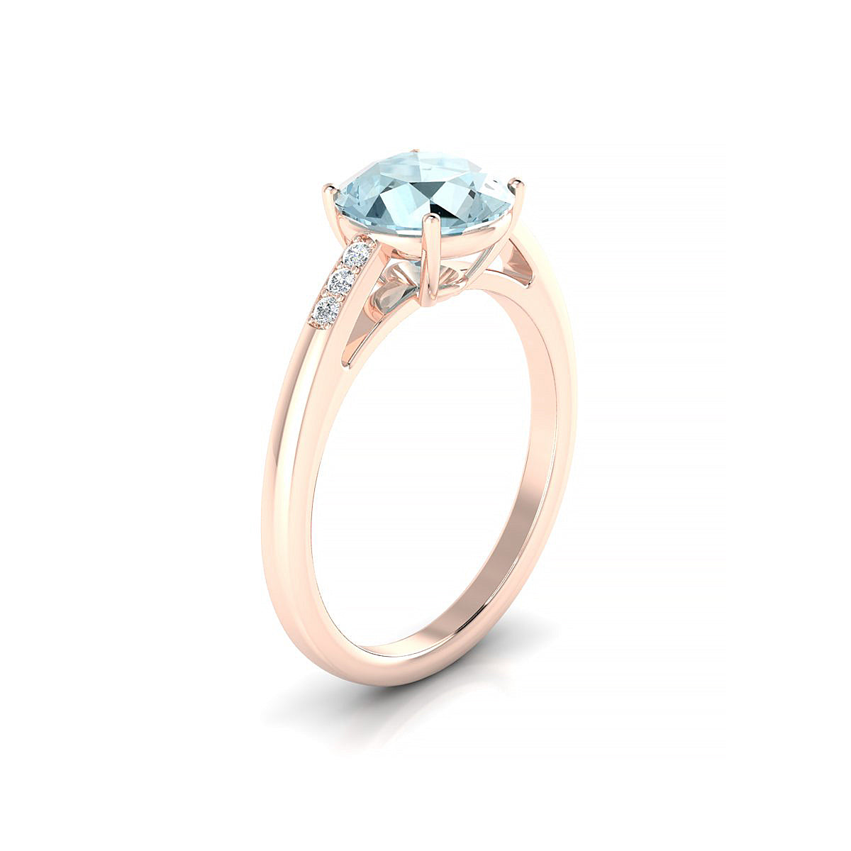 Exquisite | 18k Rose Gold 8 mm Round Aquamarine Ring