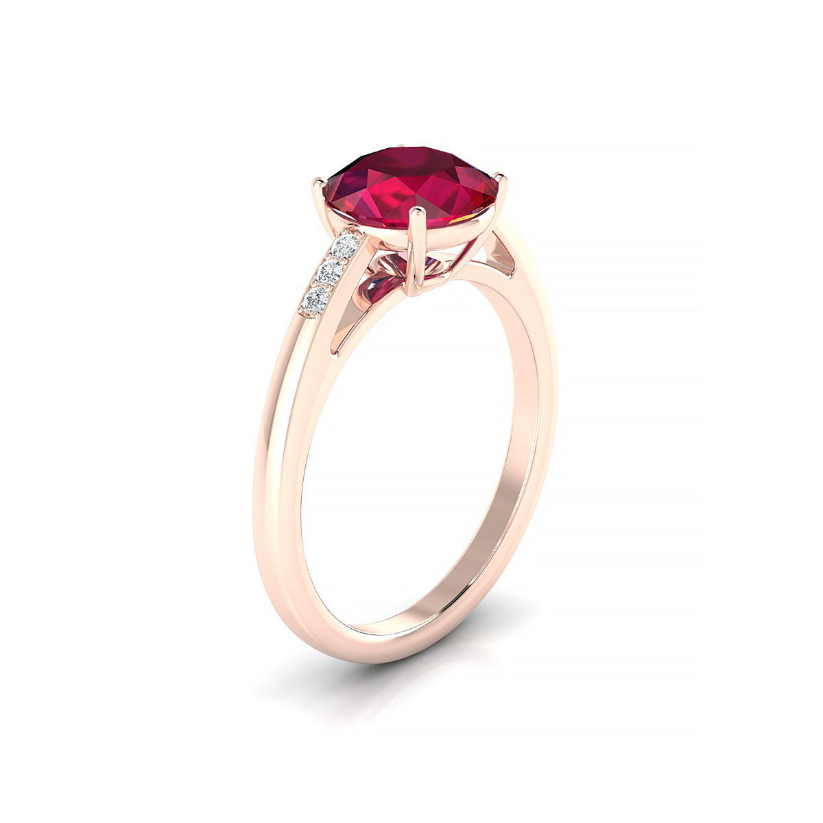 Exquisite | 18k Rose Gold 8 mm Round Ruby Ring