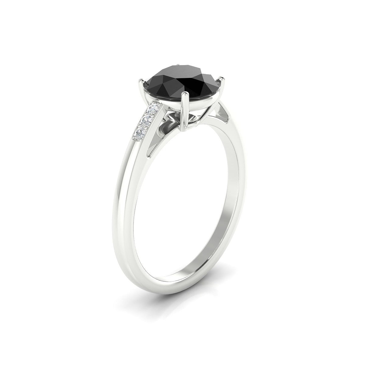 Exquisite | 18k White Gold 8 mm Round Black Diamond Ring