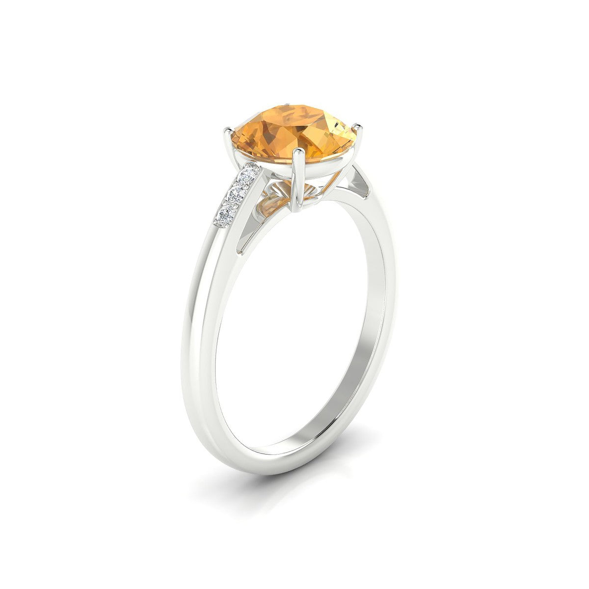 Exquisite | 18k White Gold 8 mm Round Citrine Ring