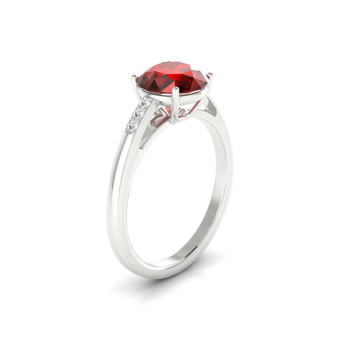 Exquisite | 18k White Gold 8 mm Round Garnet Ring