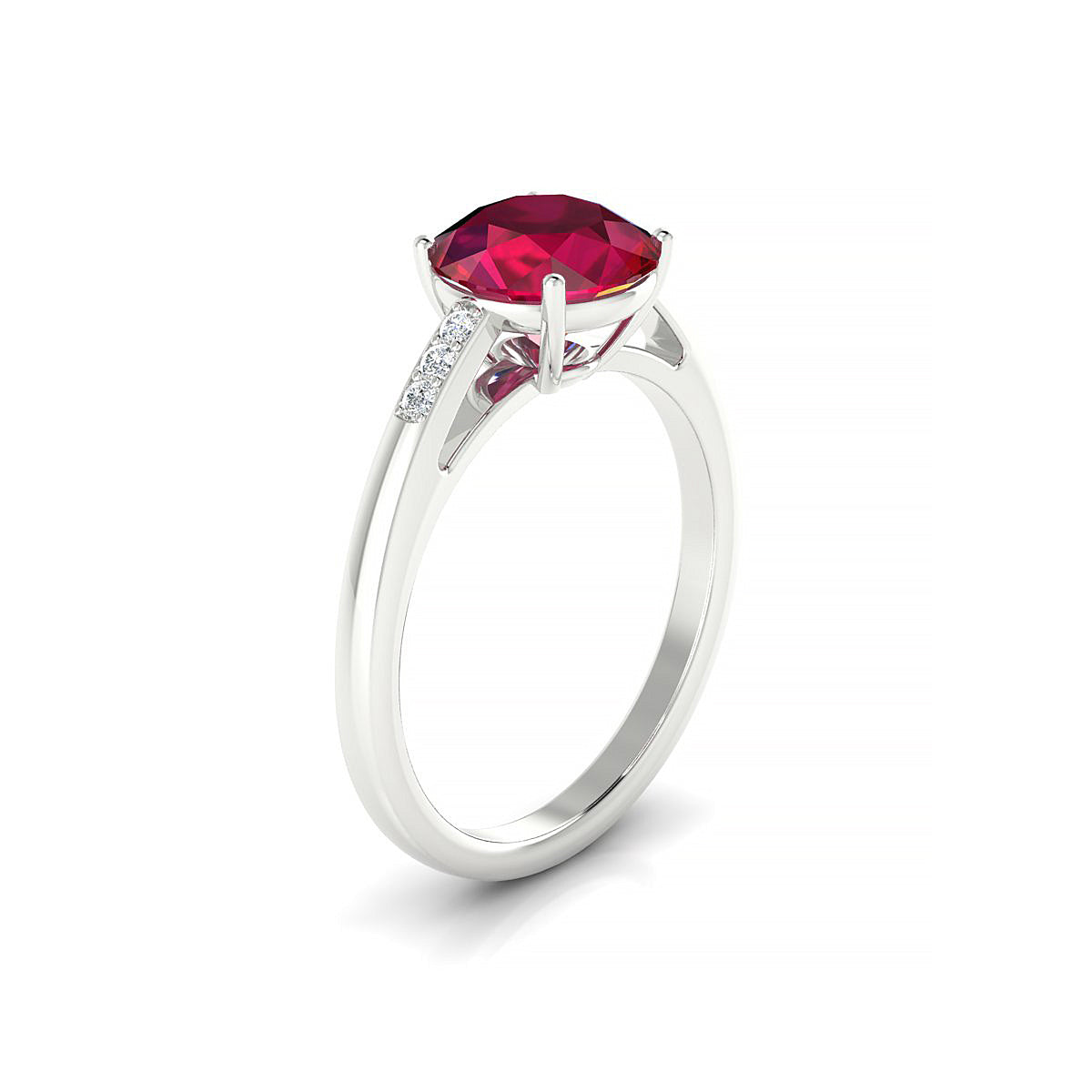 Exquisite | 18k White Gold 8 mm Round Ruby Ring