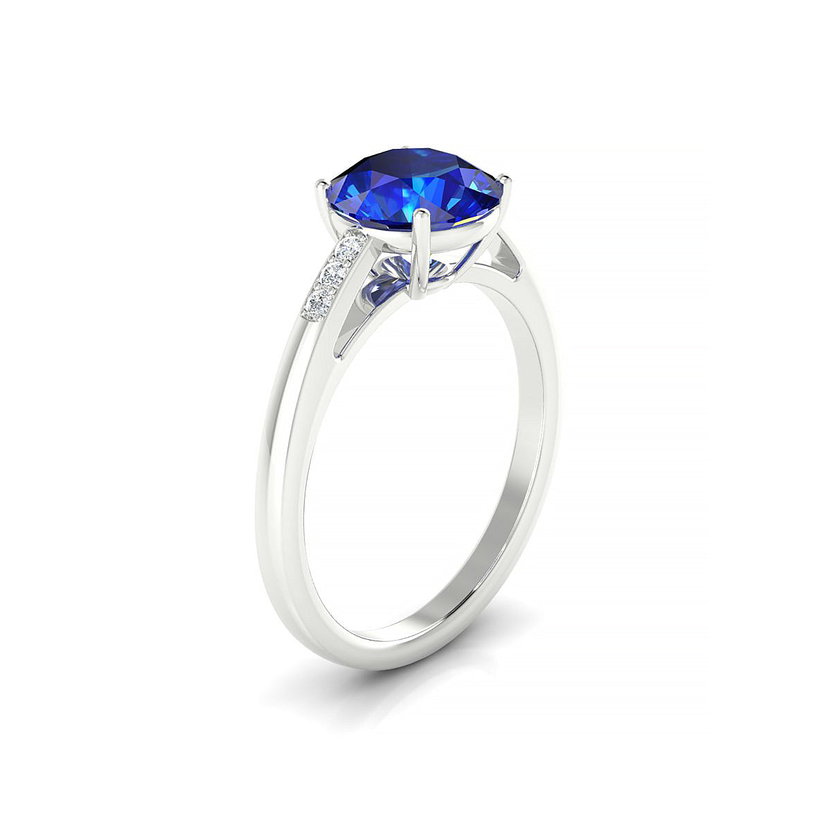 Exquisite | 18k White Gold 8 mm Round Sapphire Ring