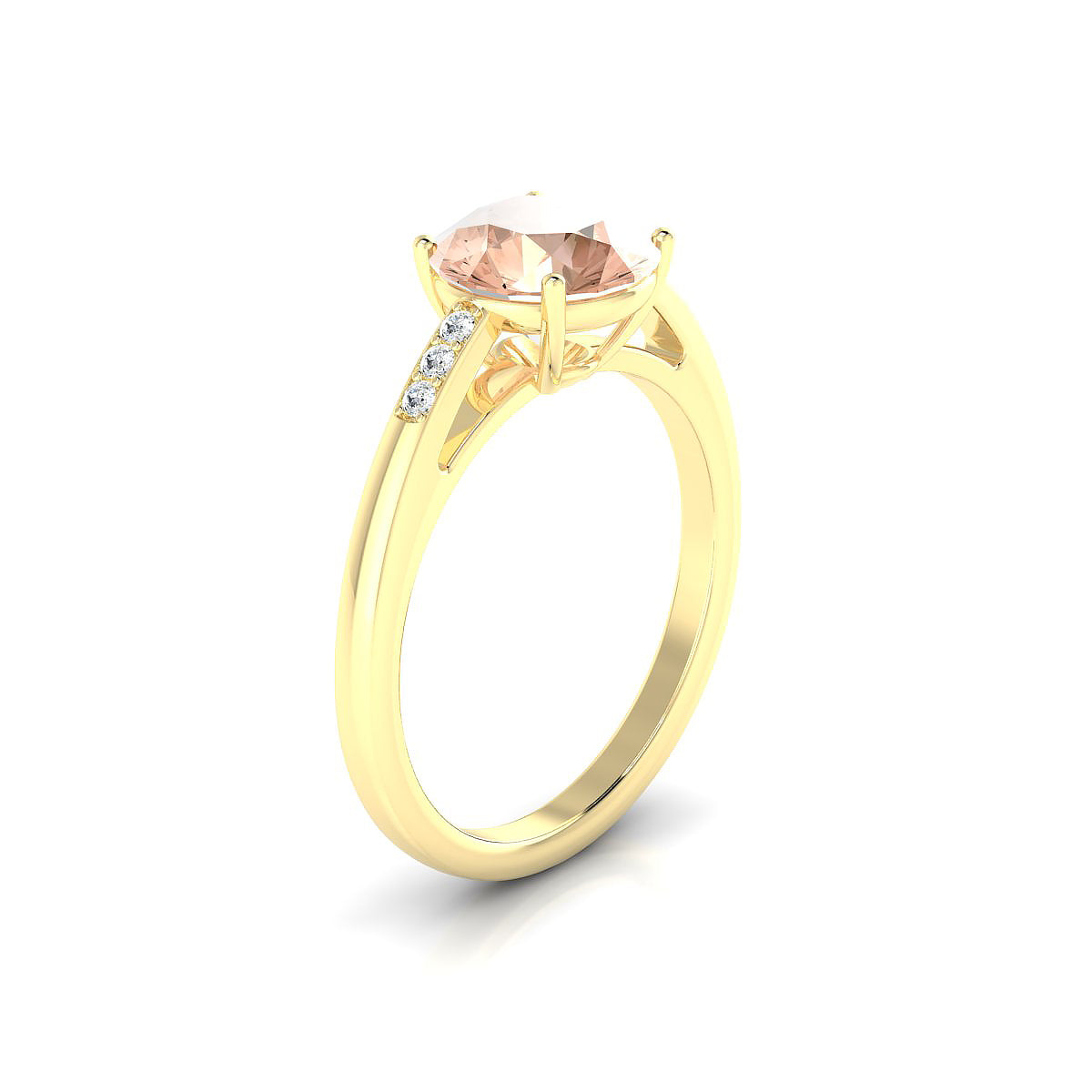 Exquisite | 18k Yellow Gold 8 mm Round Morganite Ring