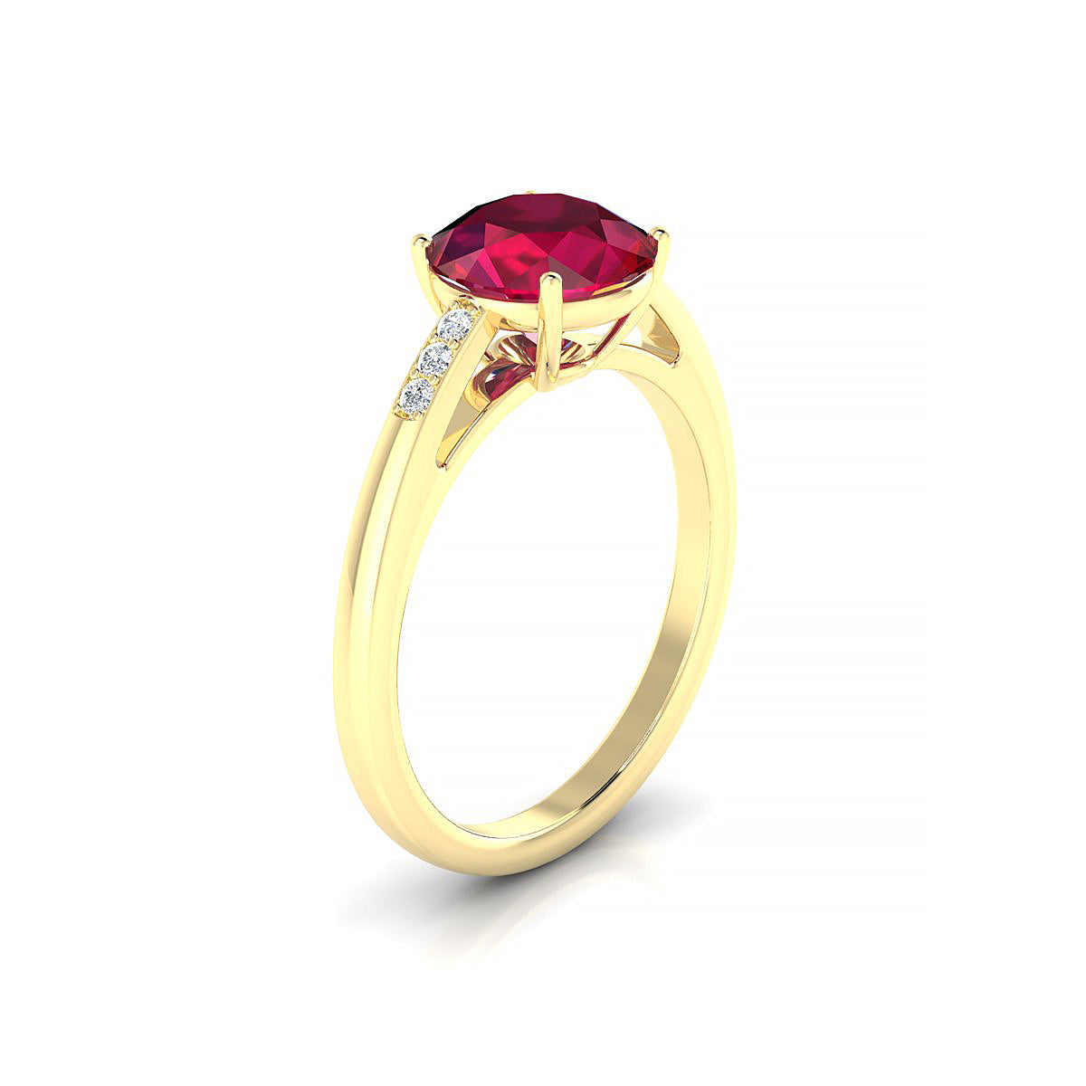 Exquisite | 18k Yellow Gold 8 mm Round Ruby Ring
