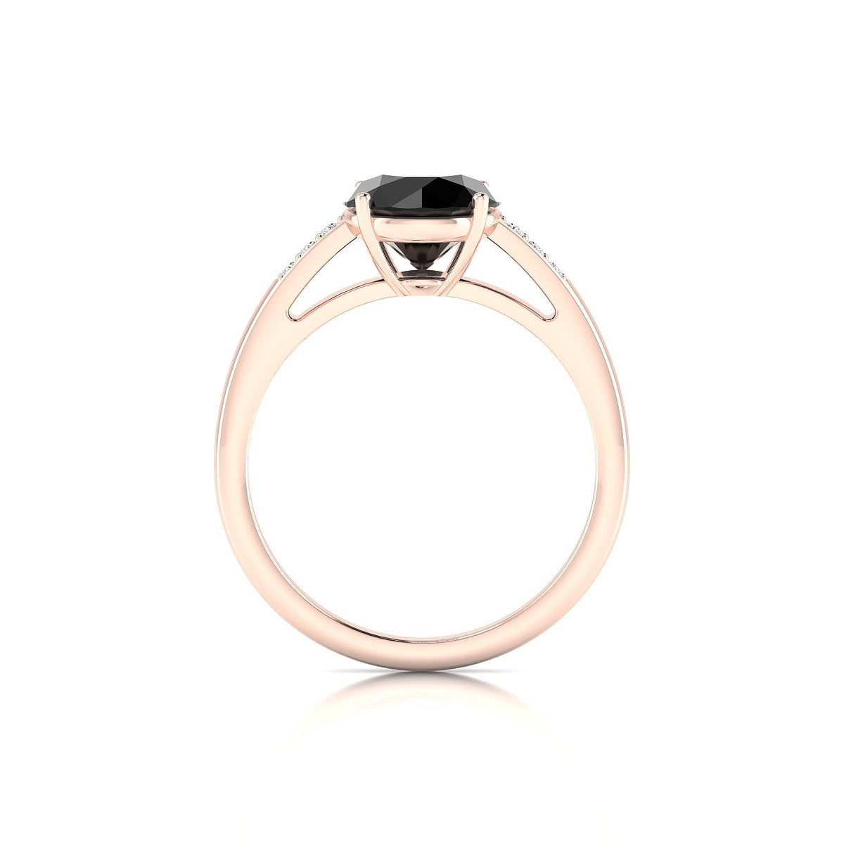 Exquisite | 18k Rose Gold 8 mm Round Black Diamond Ring
