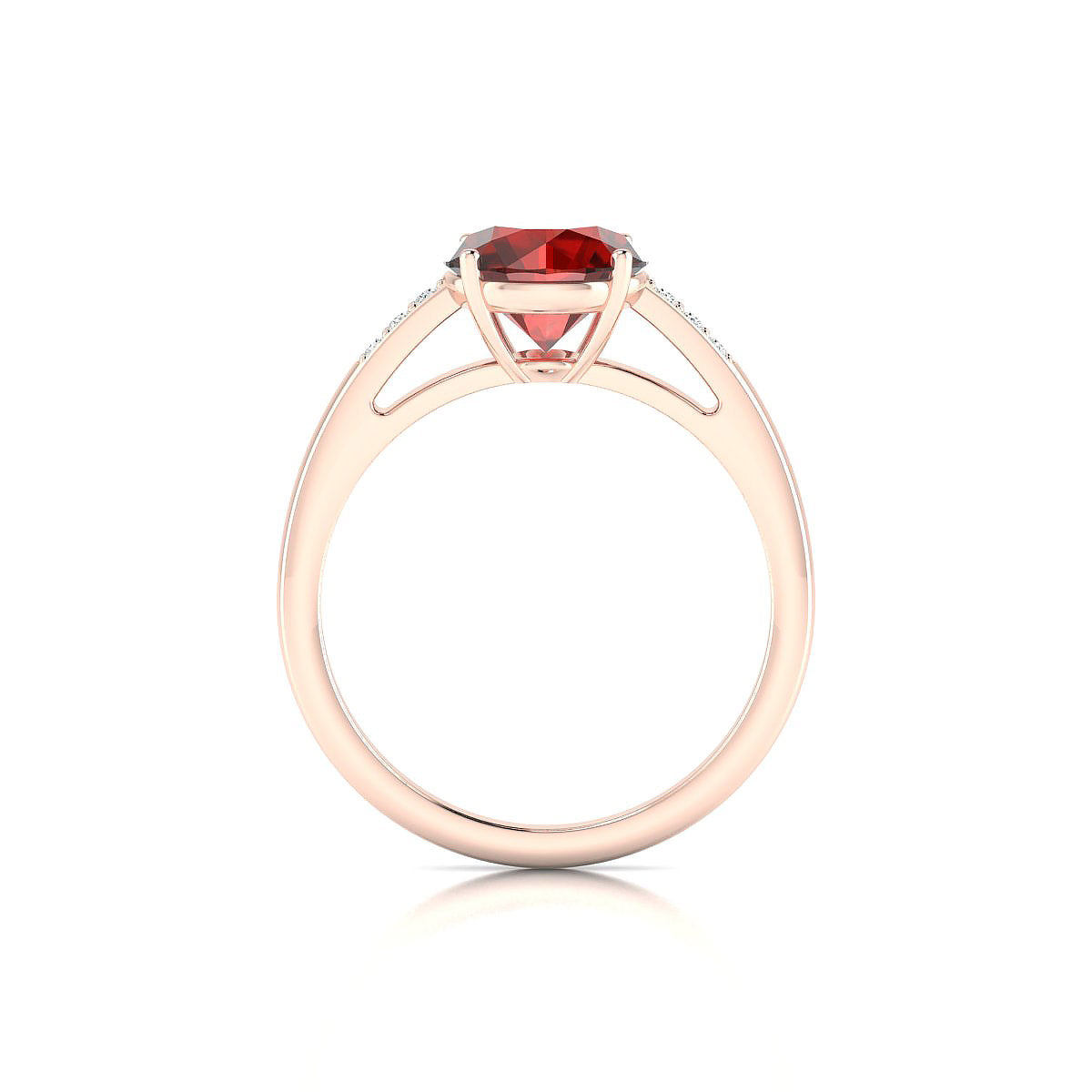 Exquisite | 18k Rose Gold 8 mm Round Garnet Ring