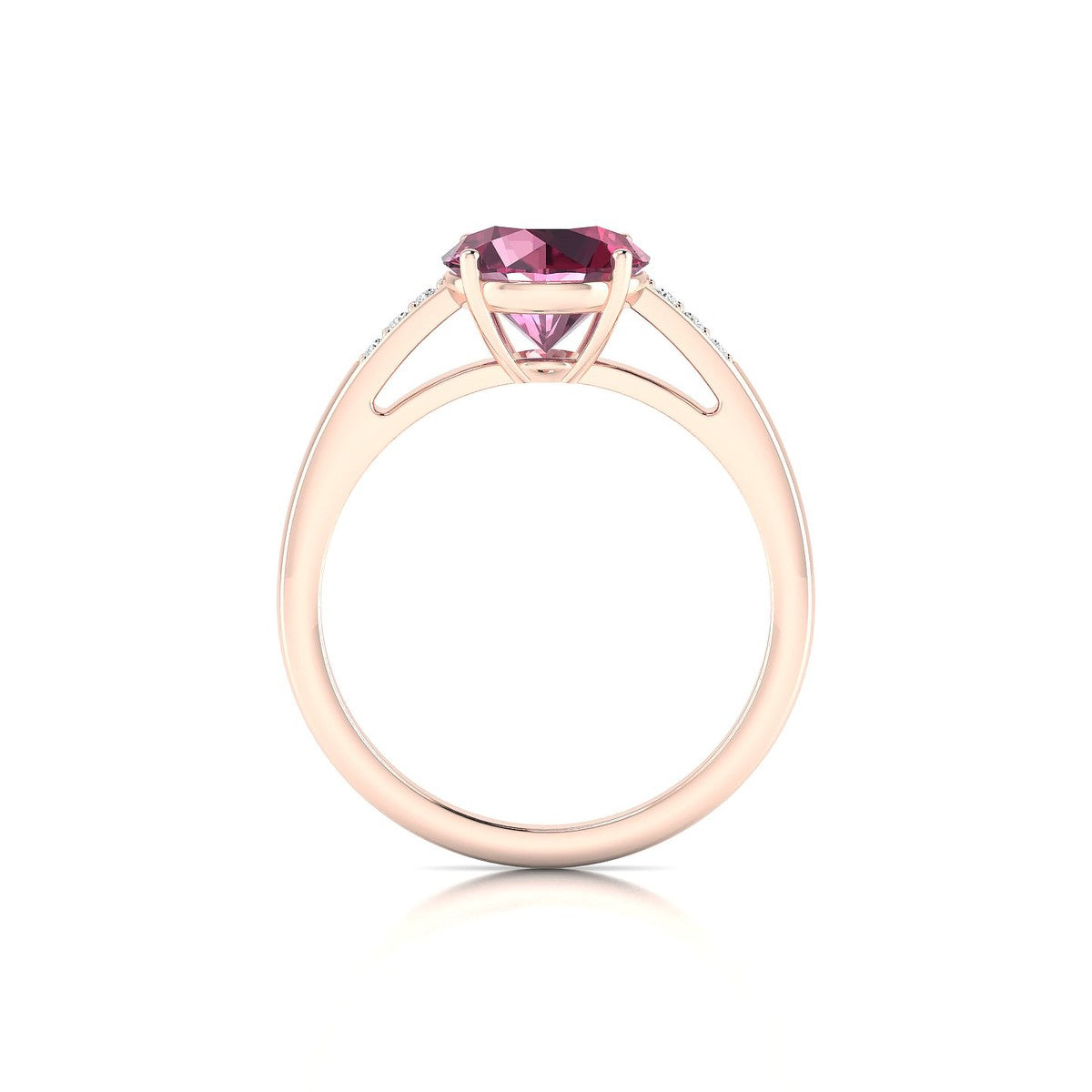 Exquisite | 18k Rose Gold 8 mm Round Rhodolite Ring
