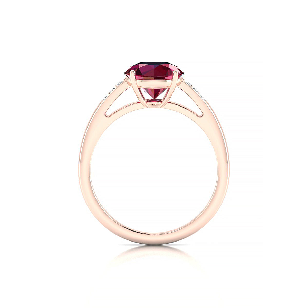 Exquisite | 18k Rose Gold 8 mm Round Ruby Ring