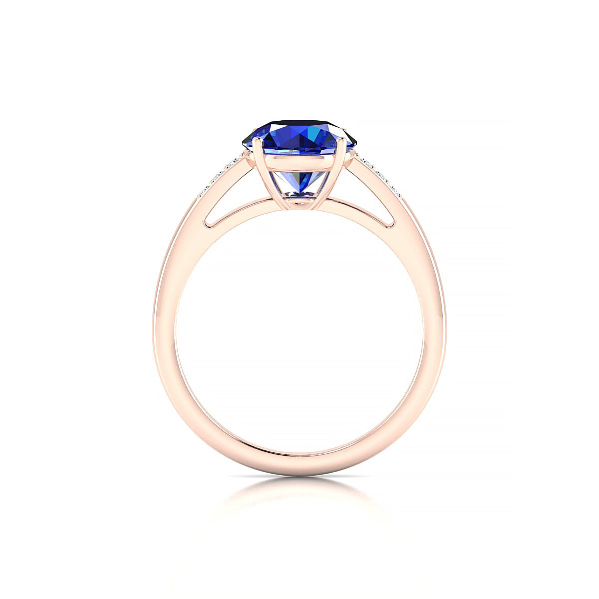 Exquisite | 18k Rose Gold 8 mm Round Sapphire Ring