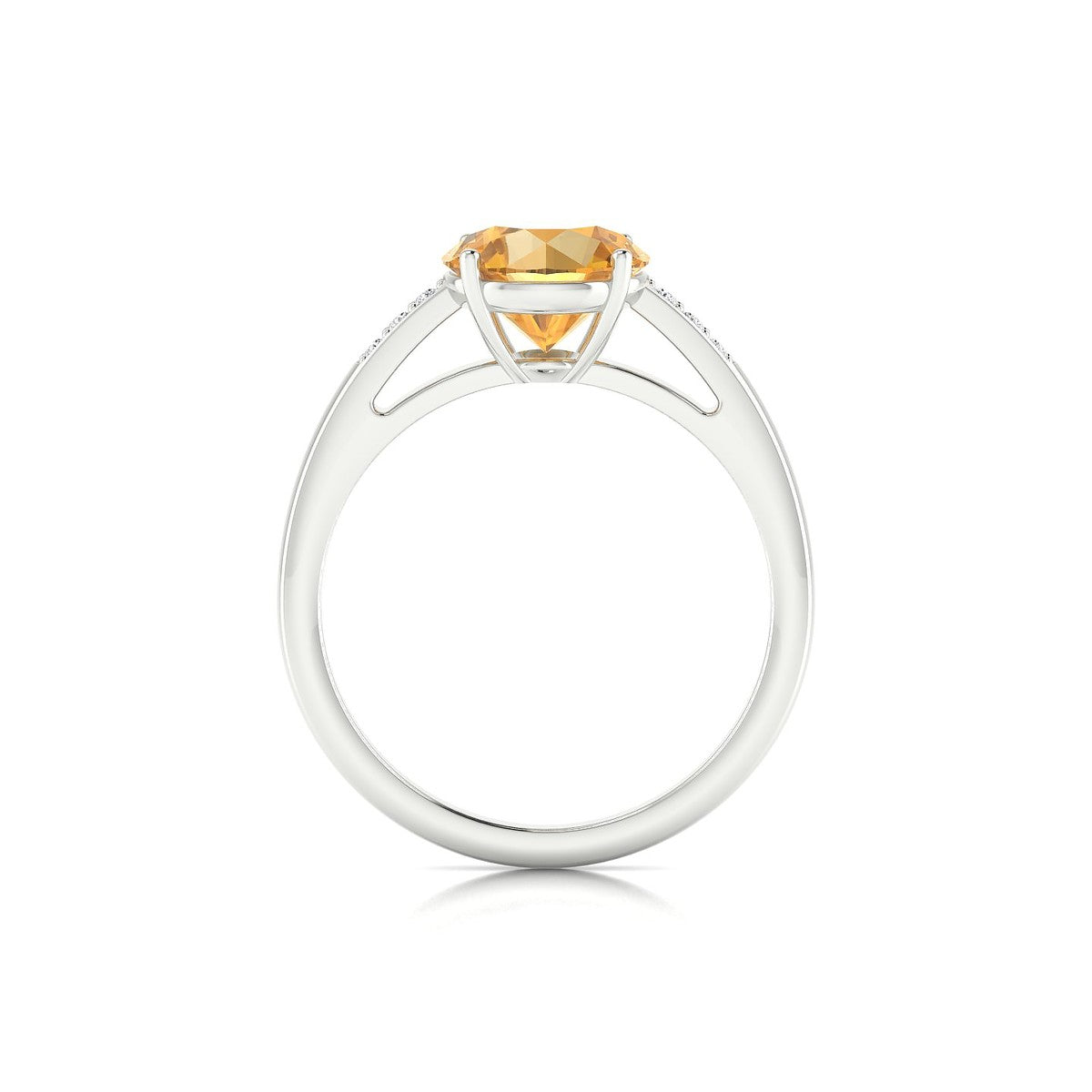 Exquisite | 18k White Gold 8 mm Round Citrine Ring