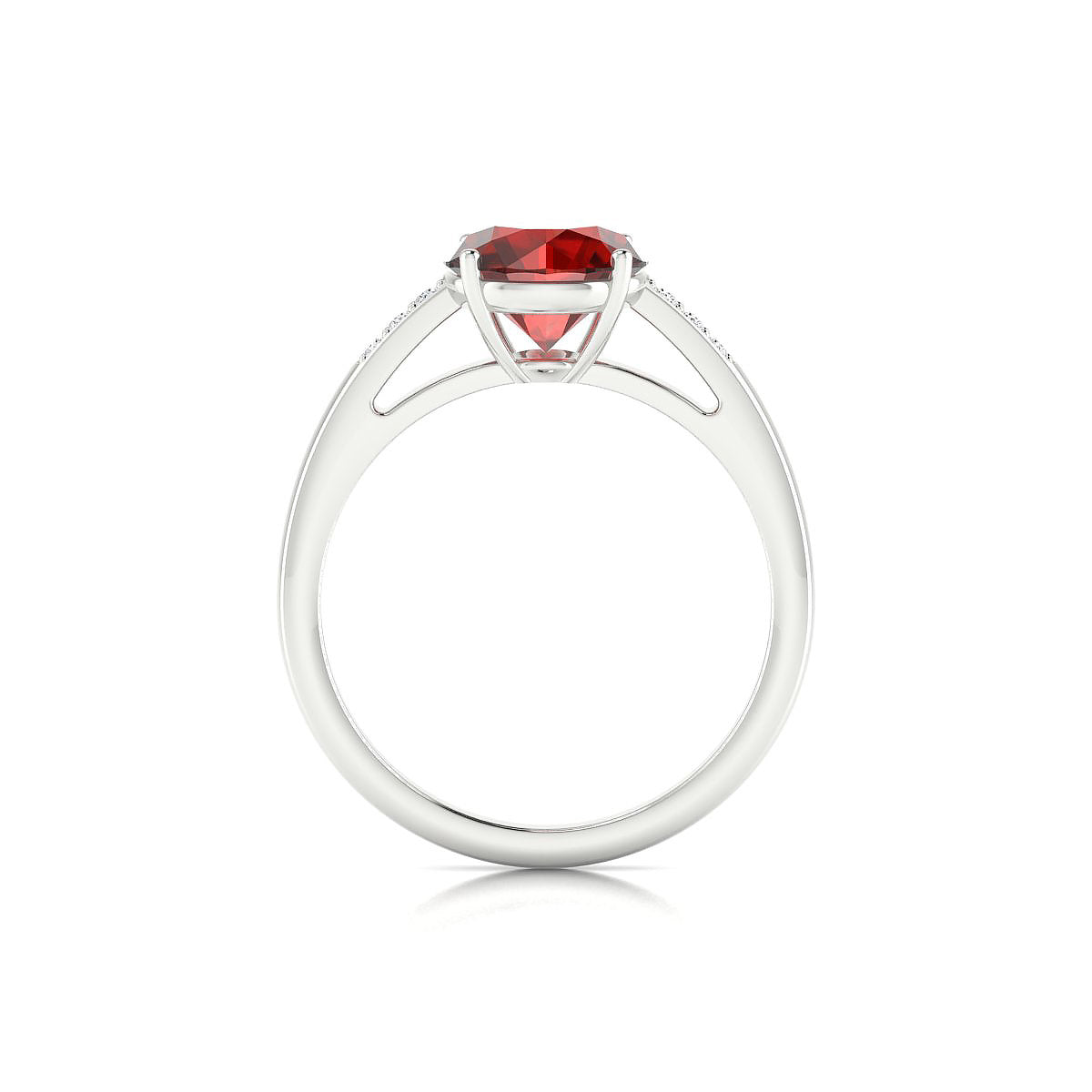 Exquisite | 18k White Gold 8 mm Round Garnet Ring