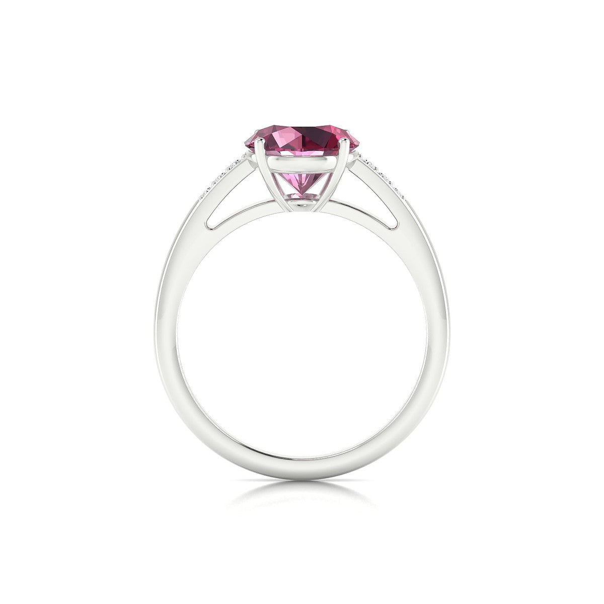 Exquisite | 18k White Gold 8 mm Round Rhodolite Ring
