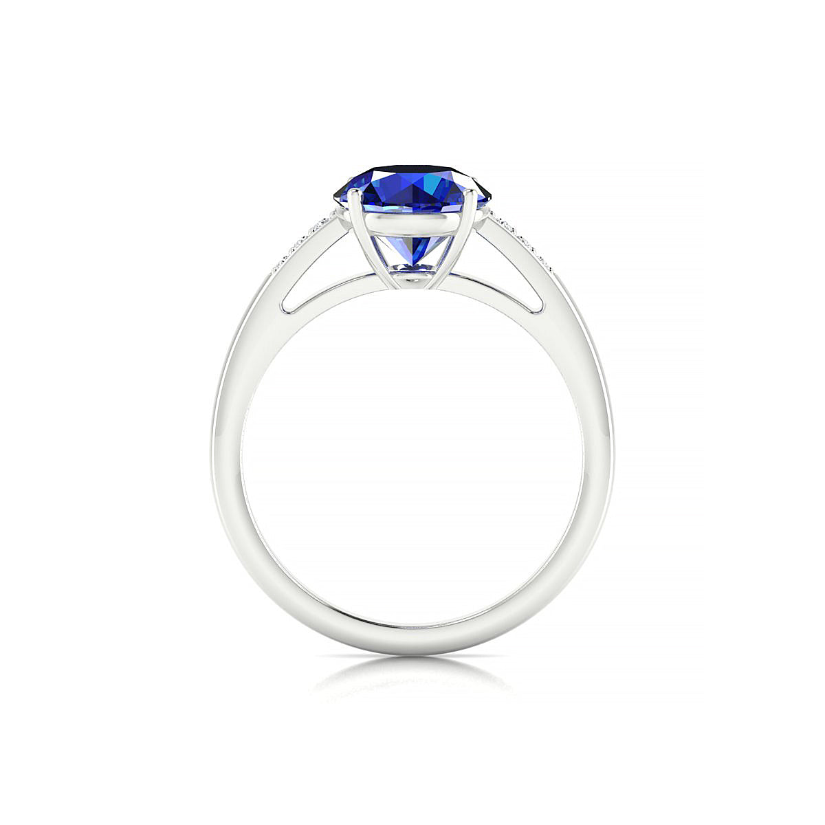 Exquisite | 18k White Gold 8 mm Round Sapphire Ring