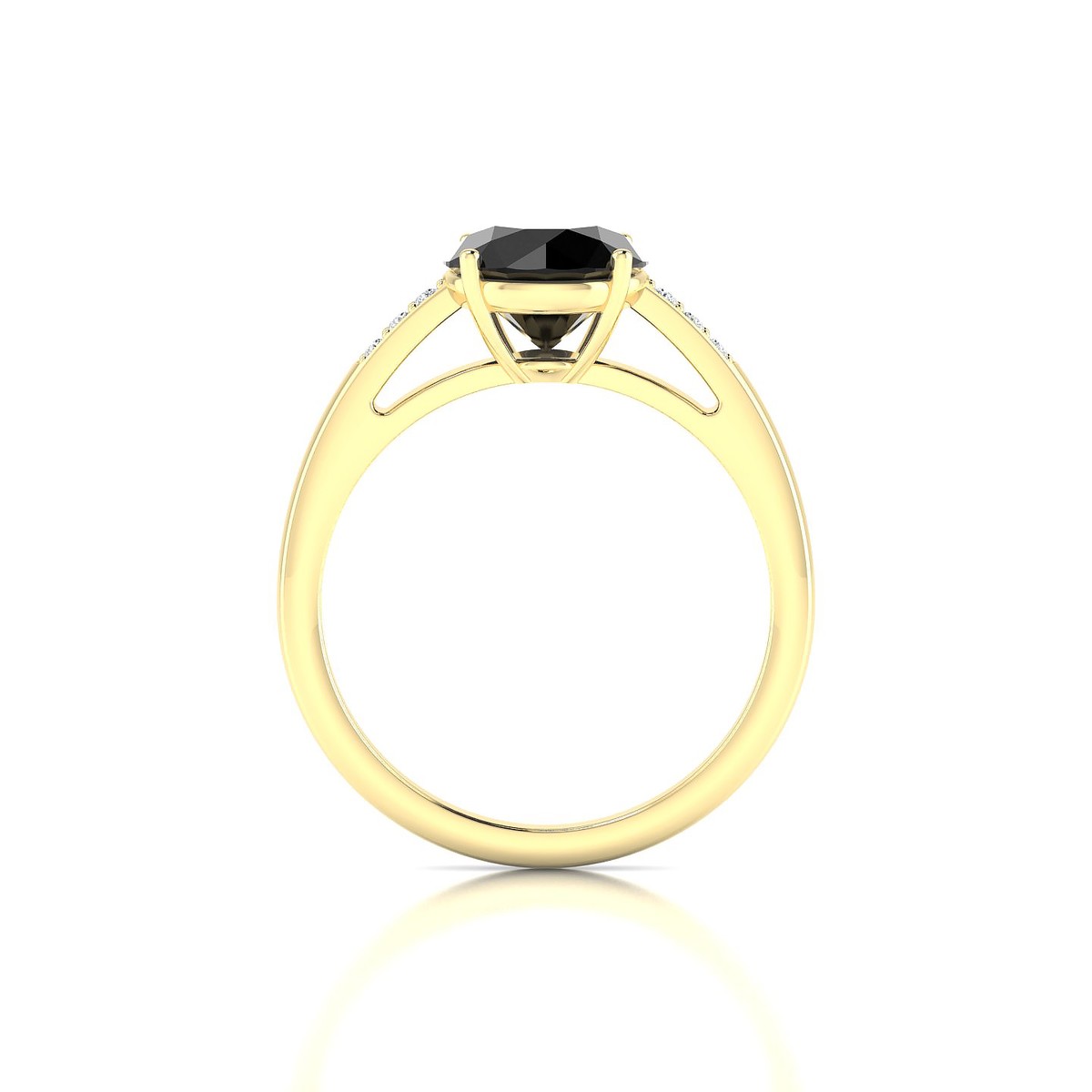 Exquisite | 18k Yellow Gold 8 mm Round Black Diamond Ring