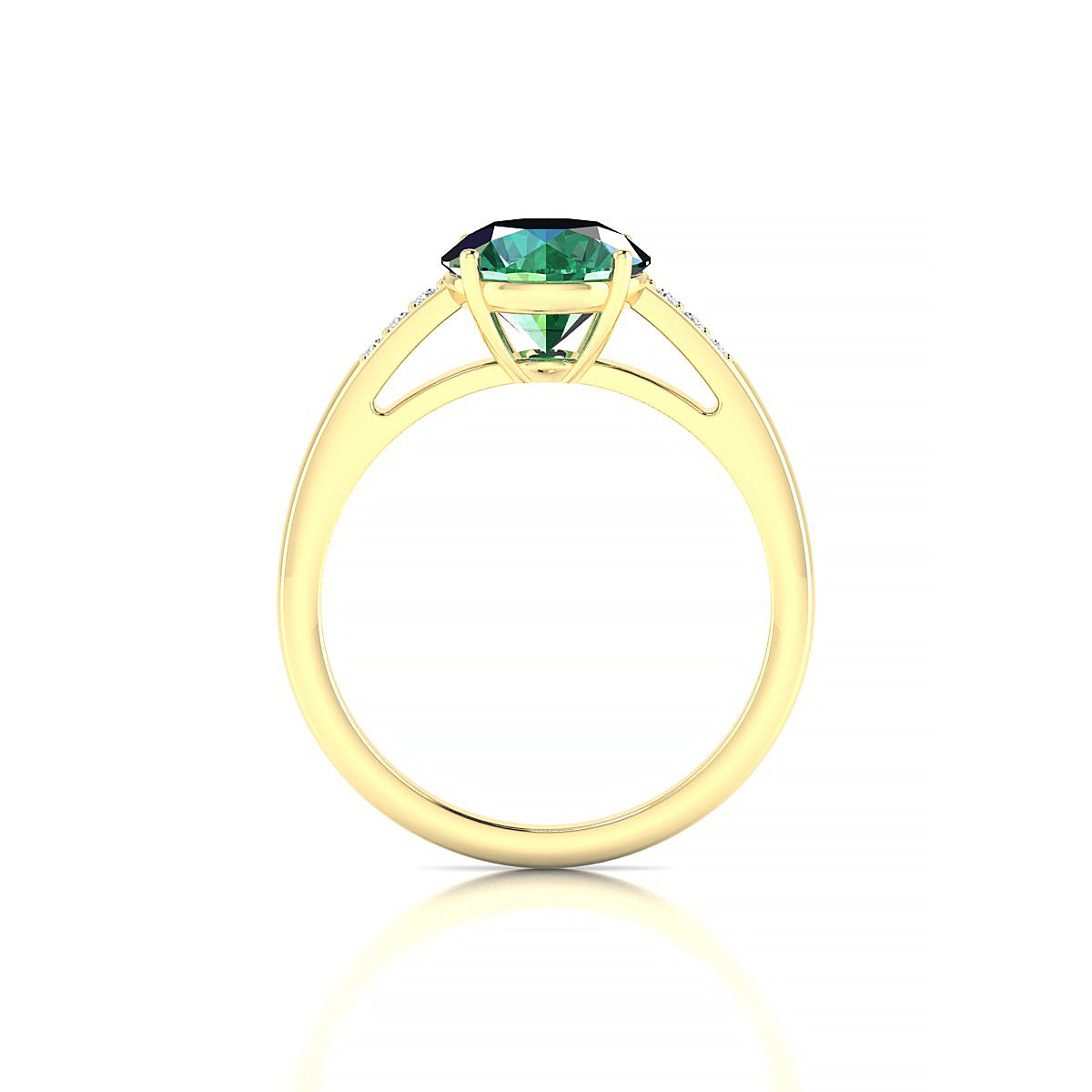 Exquisite | 18k Yellow Gold 8 mm Round Emerald Ring