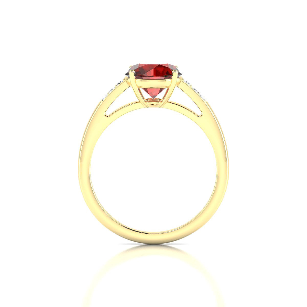 Exquisite | 18k Yellow Gold 8 mm Round Garnet Ring