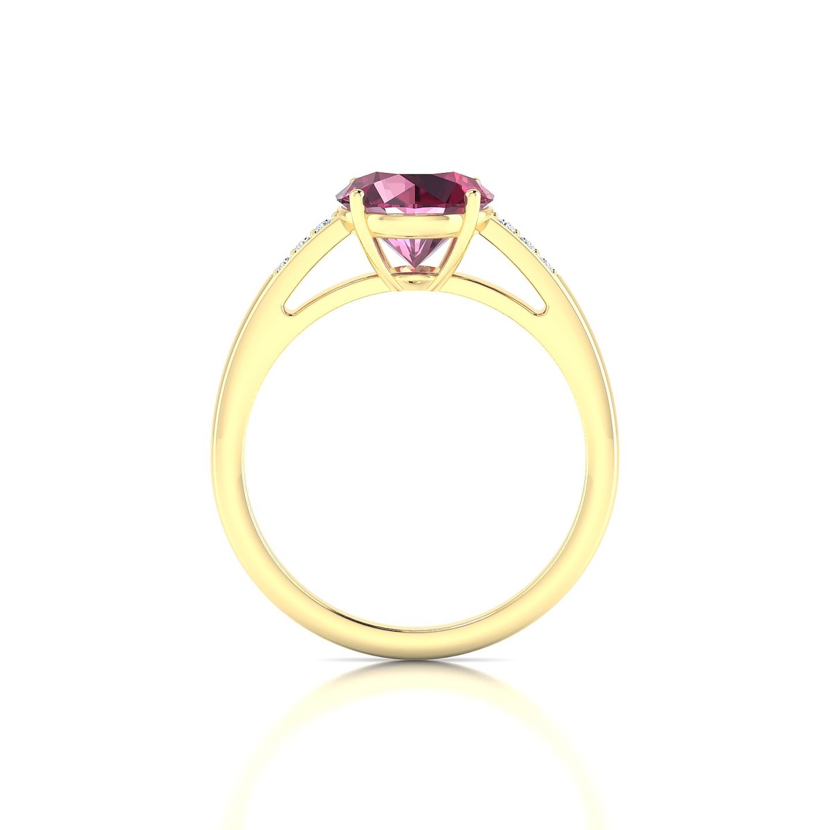Exquisite | 18k Yellow Gold 8 mm Round Rhodolite Ring