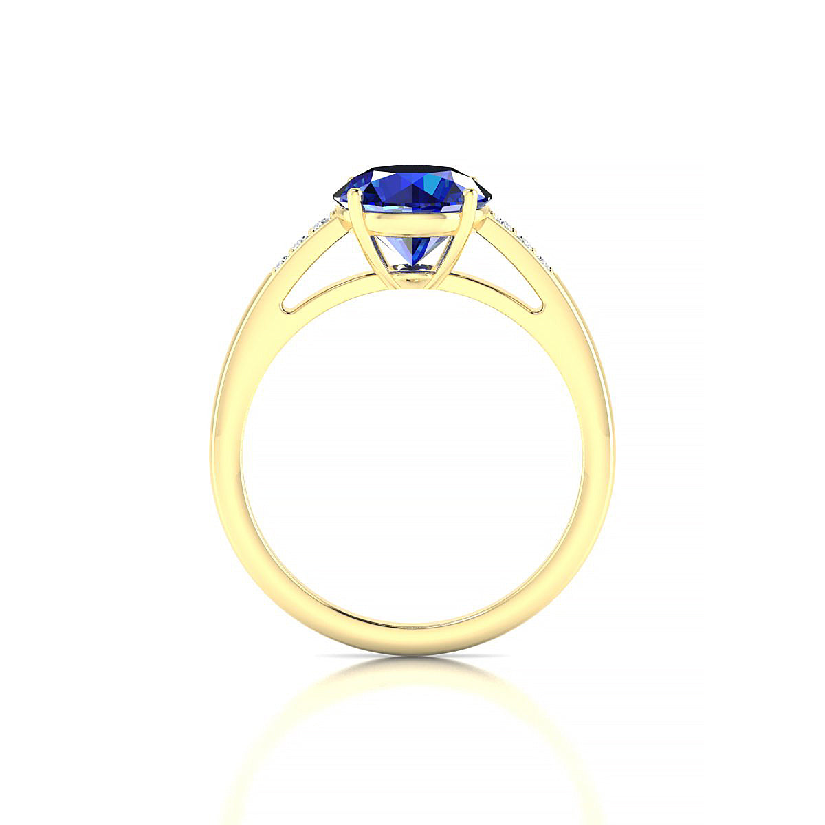 Exquisite | 18k Yellow Gold 8 mm Round Sapphire Ring
