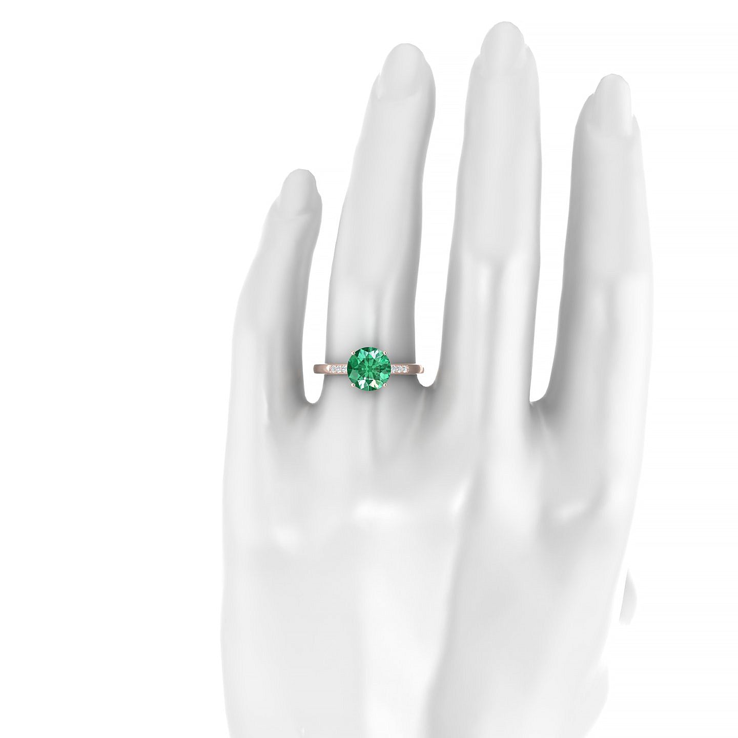 Exquisite | 18k Rose Gold 8 mm Round Emerald Ring