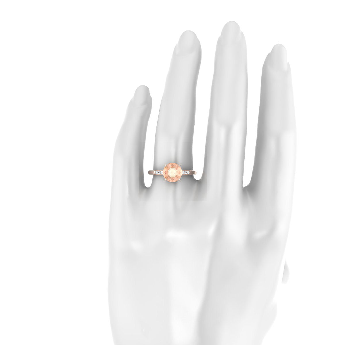Exquisite | 18k Rose Gold 8 mm Round Morganite Ring