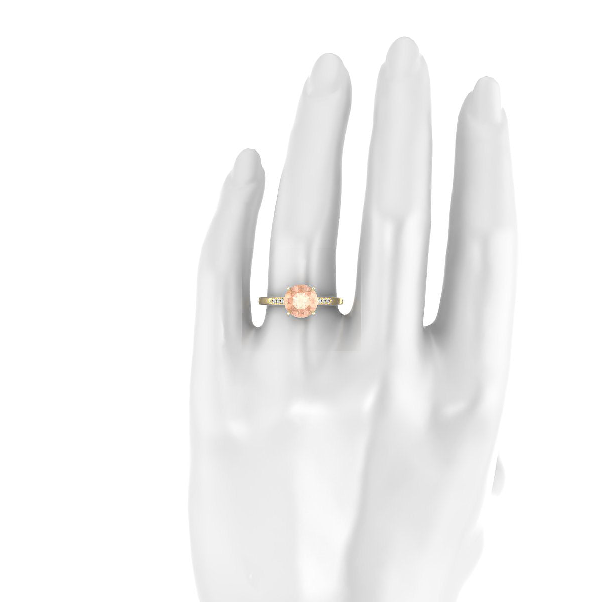 Exquisite | 18k Yellow Gold 8 mm Round Morganite Ring