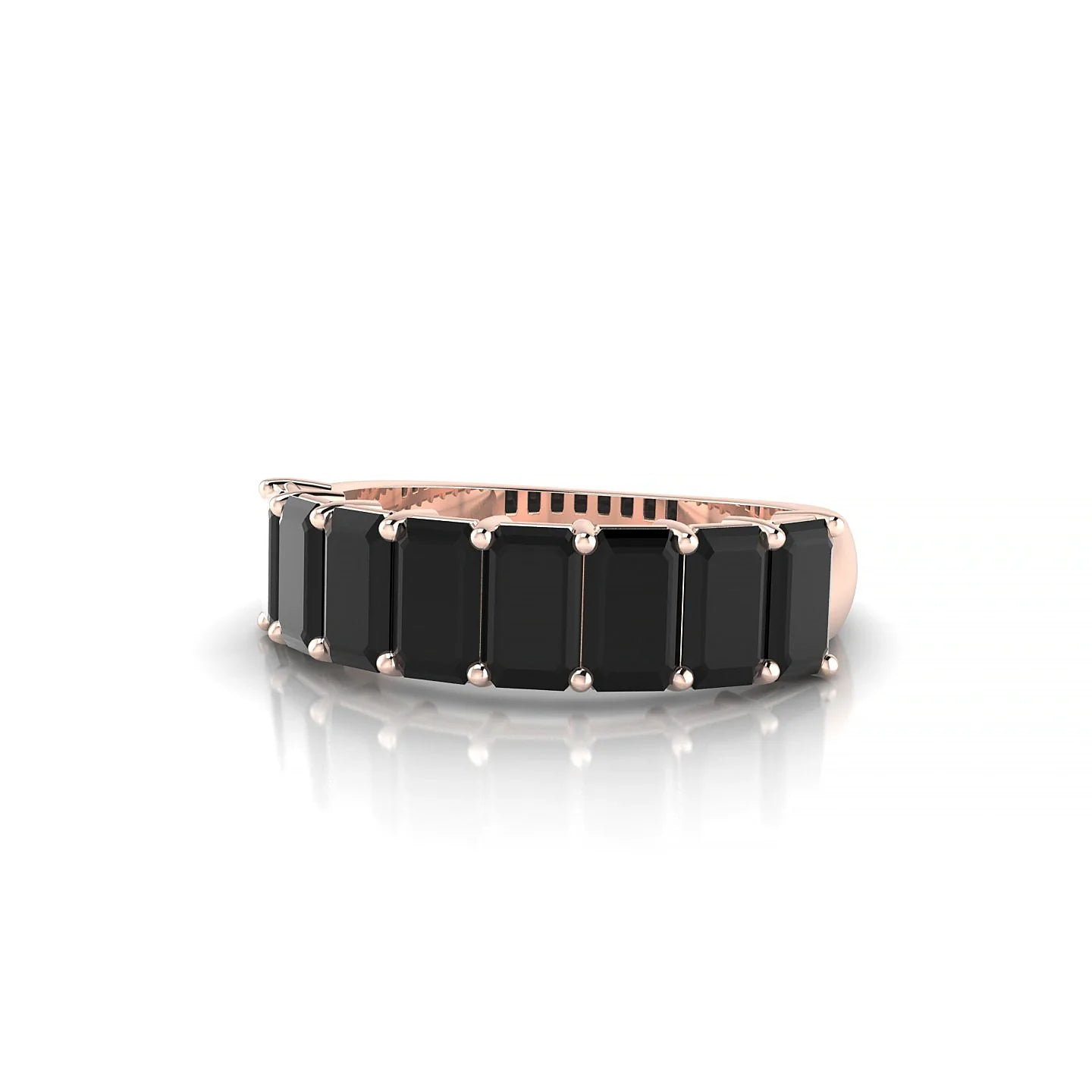 Faith | 18k Rose Gold 5 x 3 mm Emerald Black Diamond Ring