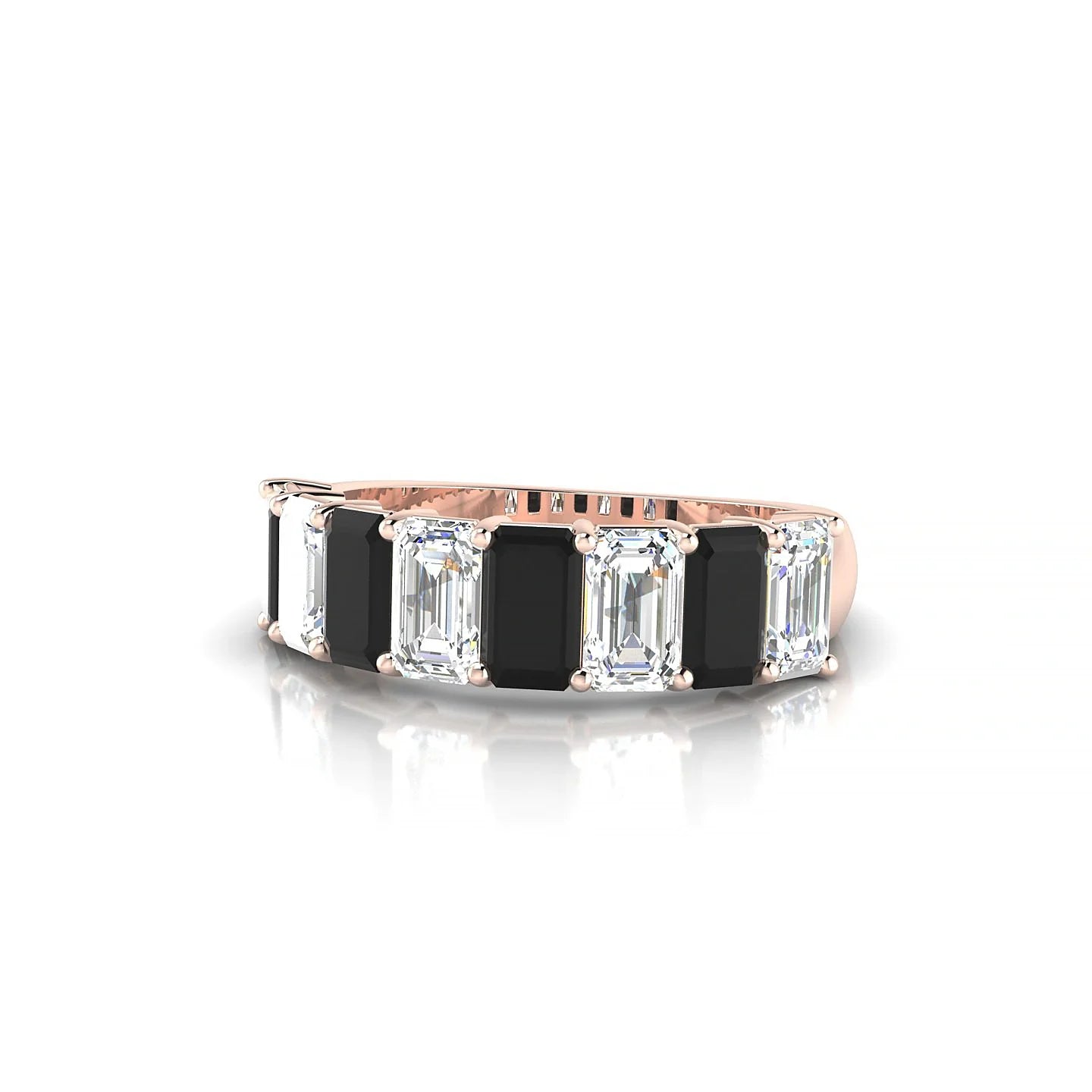 Faith | 18k Rose Gold 5 x 3 mm Emerald Black Diamond & Diamond Ring