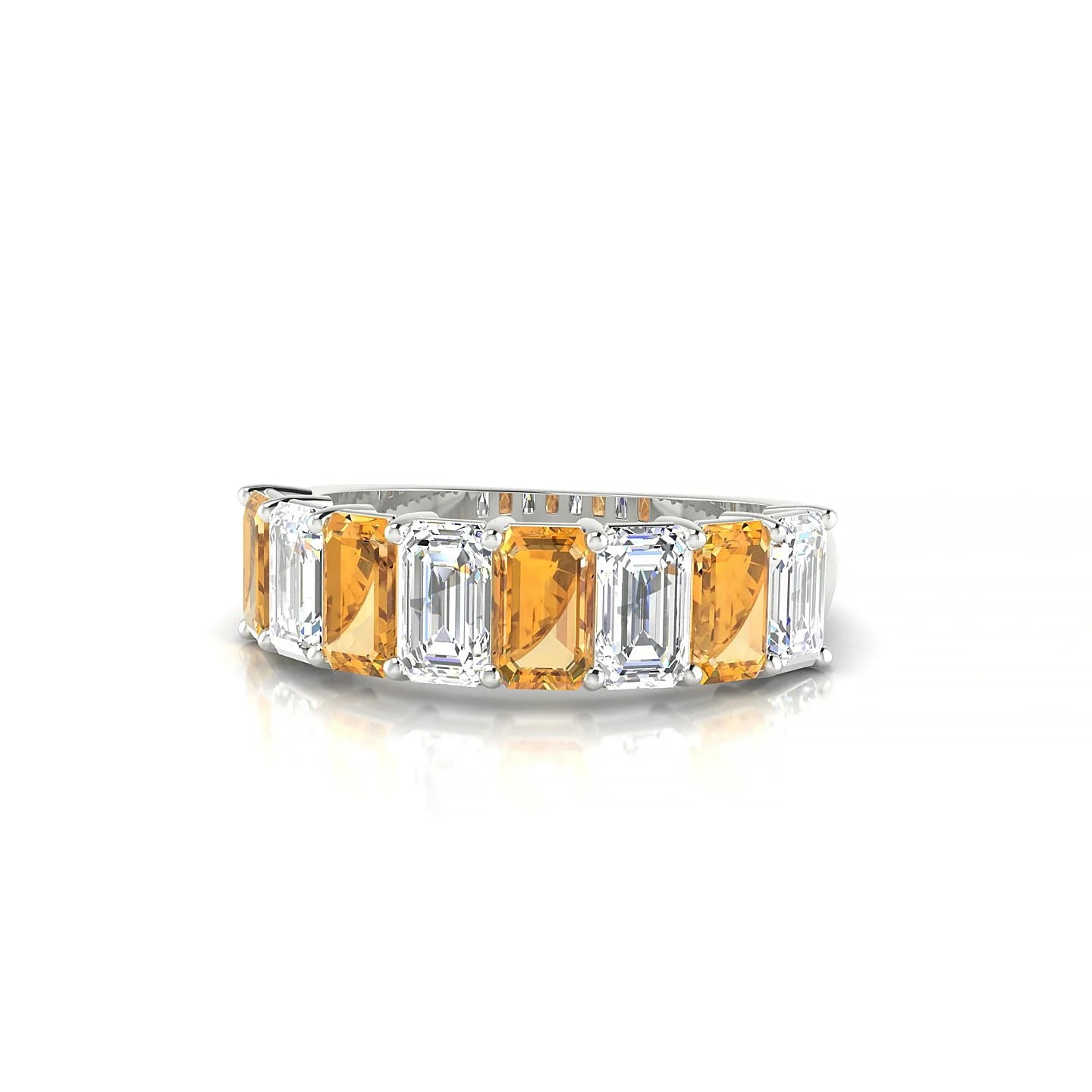 Faith | 18k White Gold 5 x 3 mm Emerald Citrine & Diamond Ring