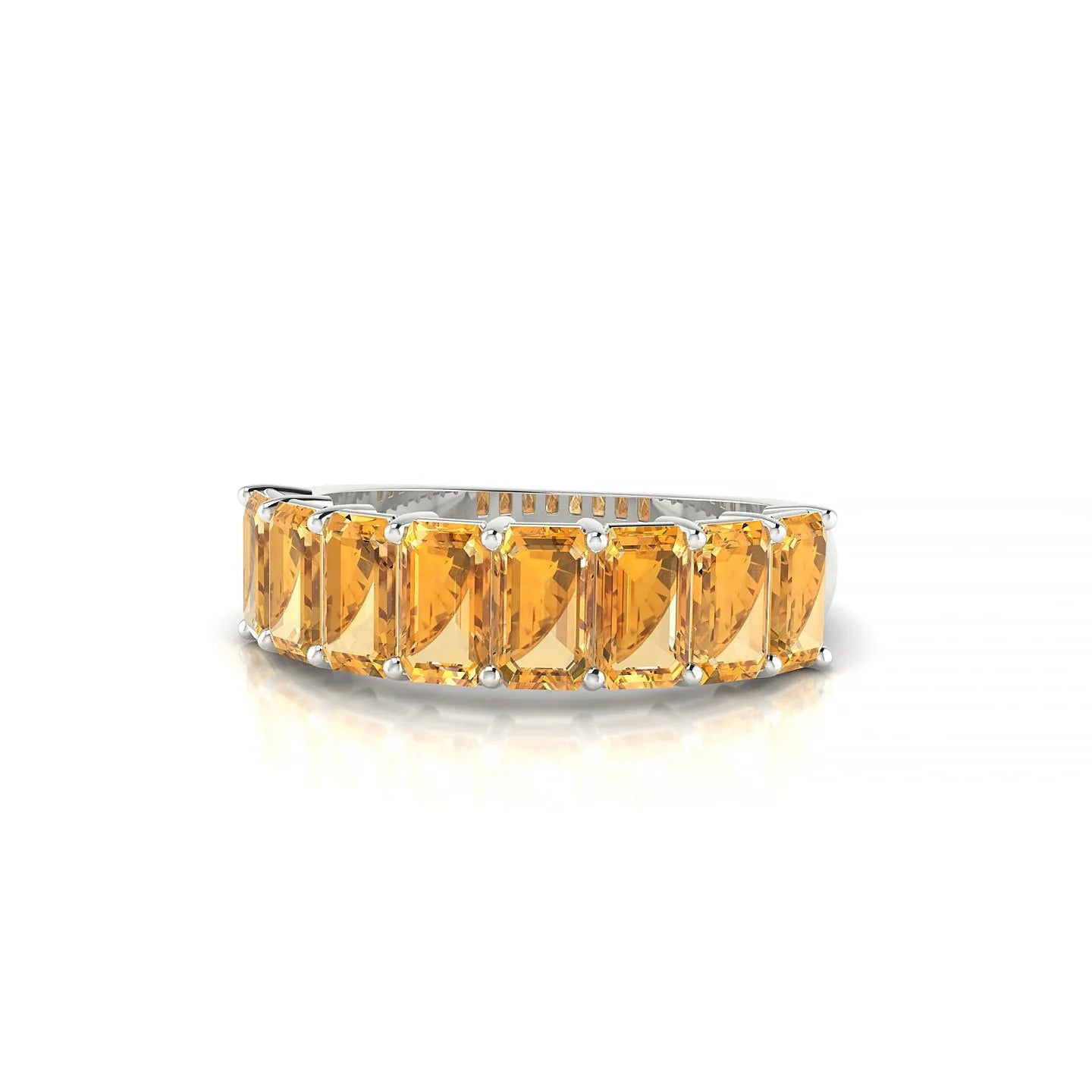 Faith | 18k White Gold 5 x 3 mm Emerald Citrine Ring
