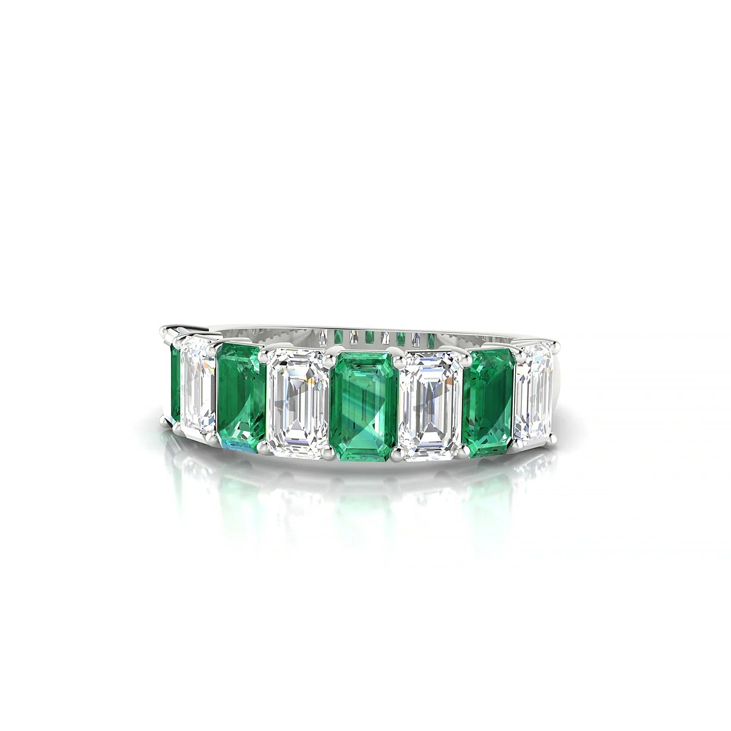 Faith | 18k White Gold 5 x 3 mm Emerald Emerald & Diamond Ring