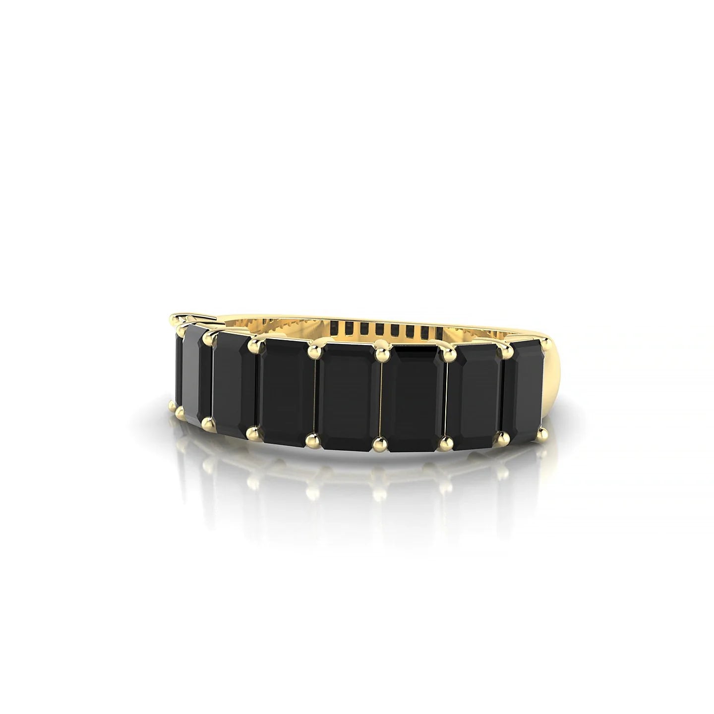 Faith | 18k Yellow Gold 5 x 3 mm Emerald Black Diamond Ring