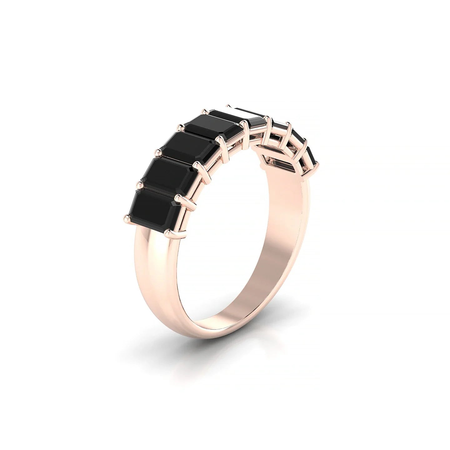 Faith | 18k Rose Gold 5 x 3 mm Emerald Black Diamond Ring