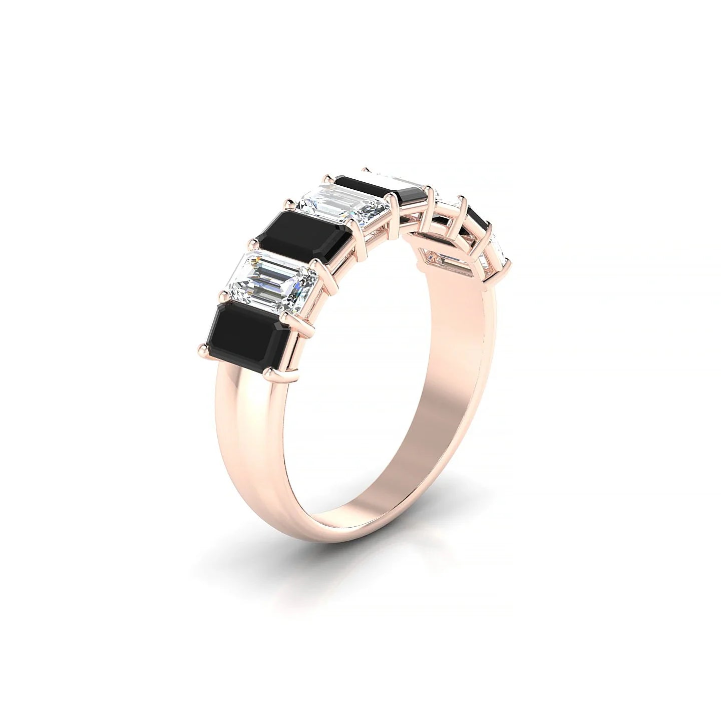 Faith | 18k Rose Gold 5 x 3 mm Emerald Black Diamond & Diamond Ring