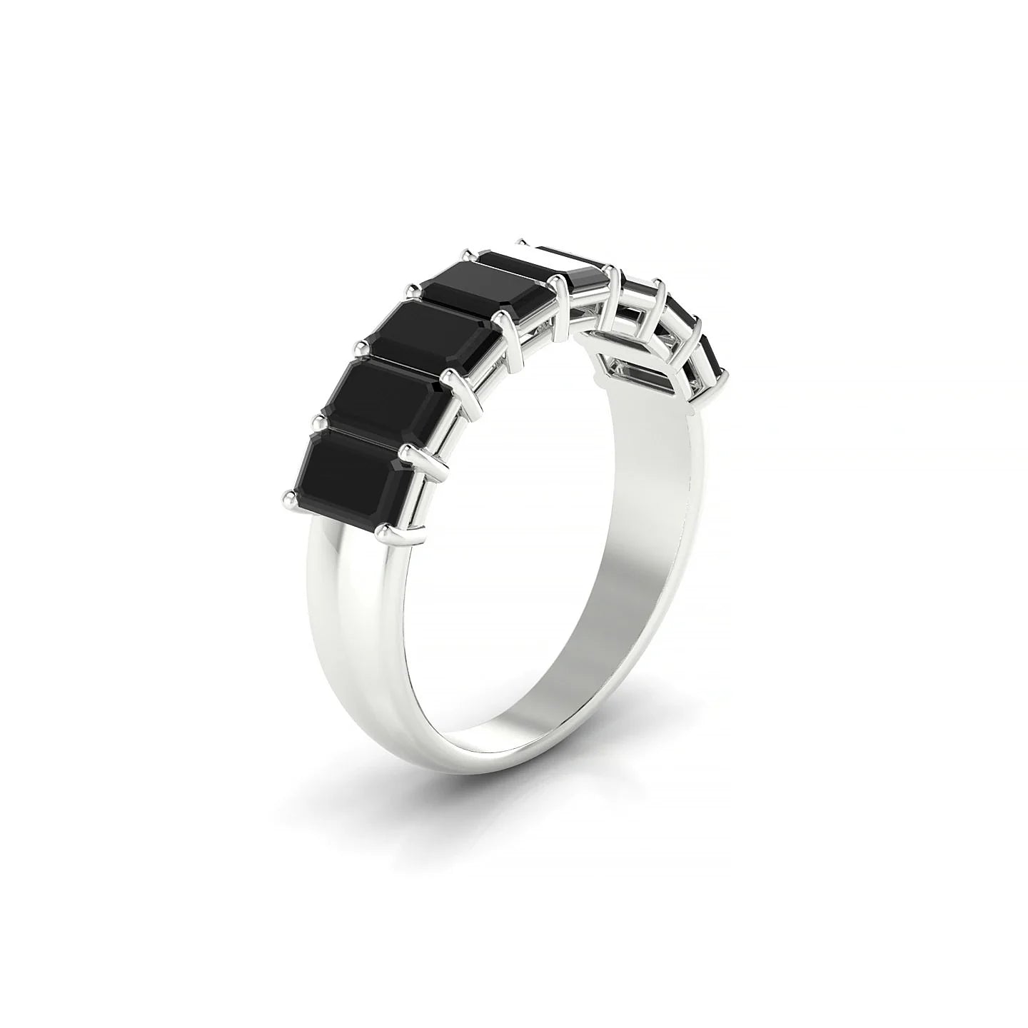 Faith | 18k White Gold 5 x 3 mm Emerald Black Diamond Ring