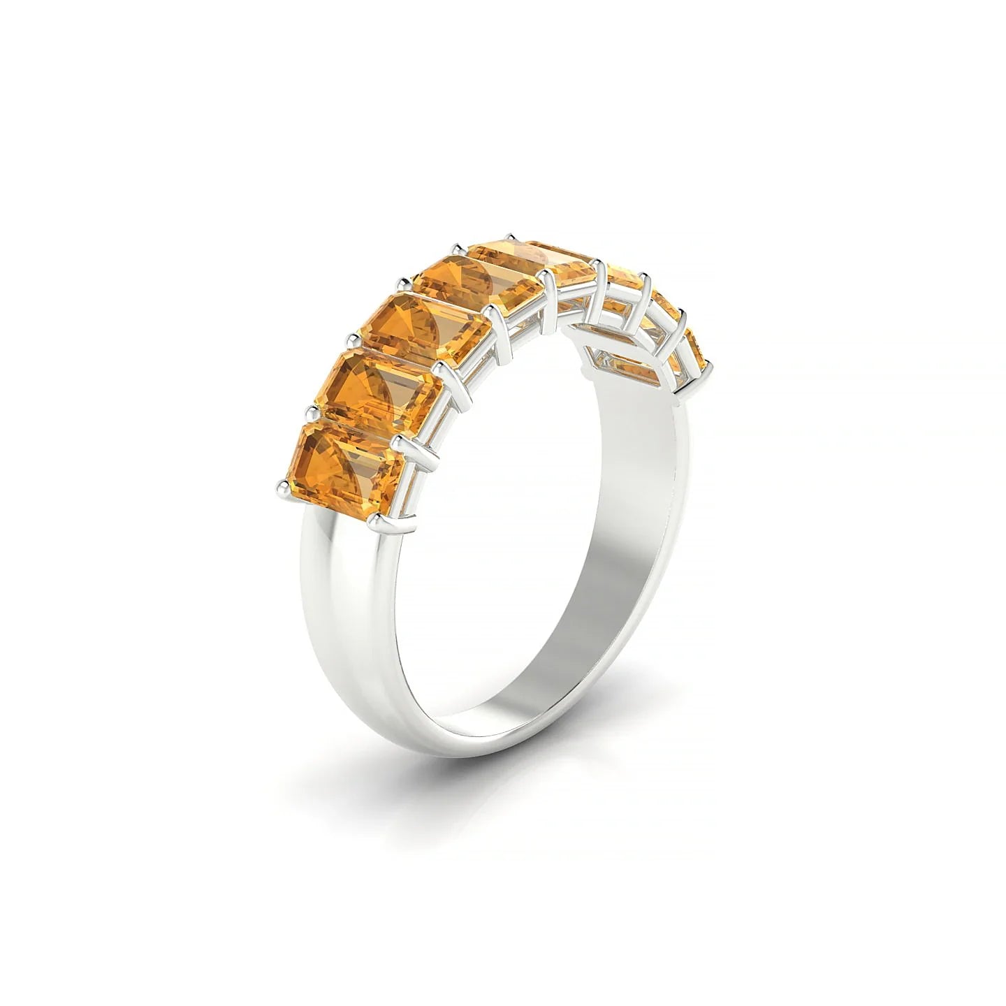 Faith | 18k White Gold 5 x 3 mm Emerald Citrine Ring