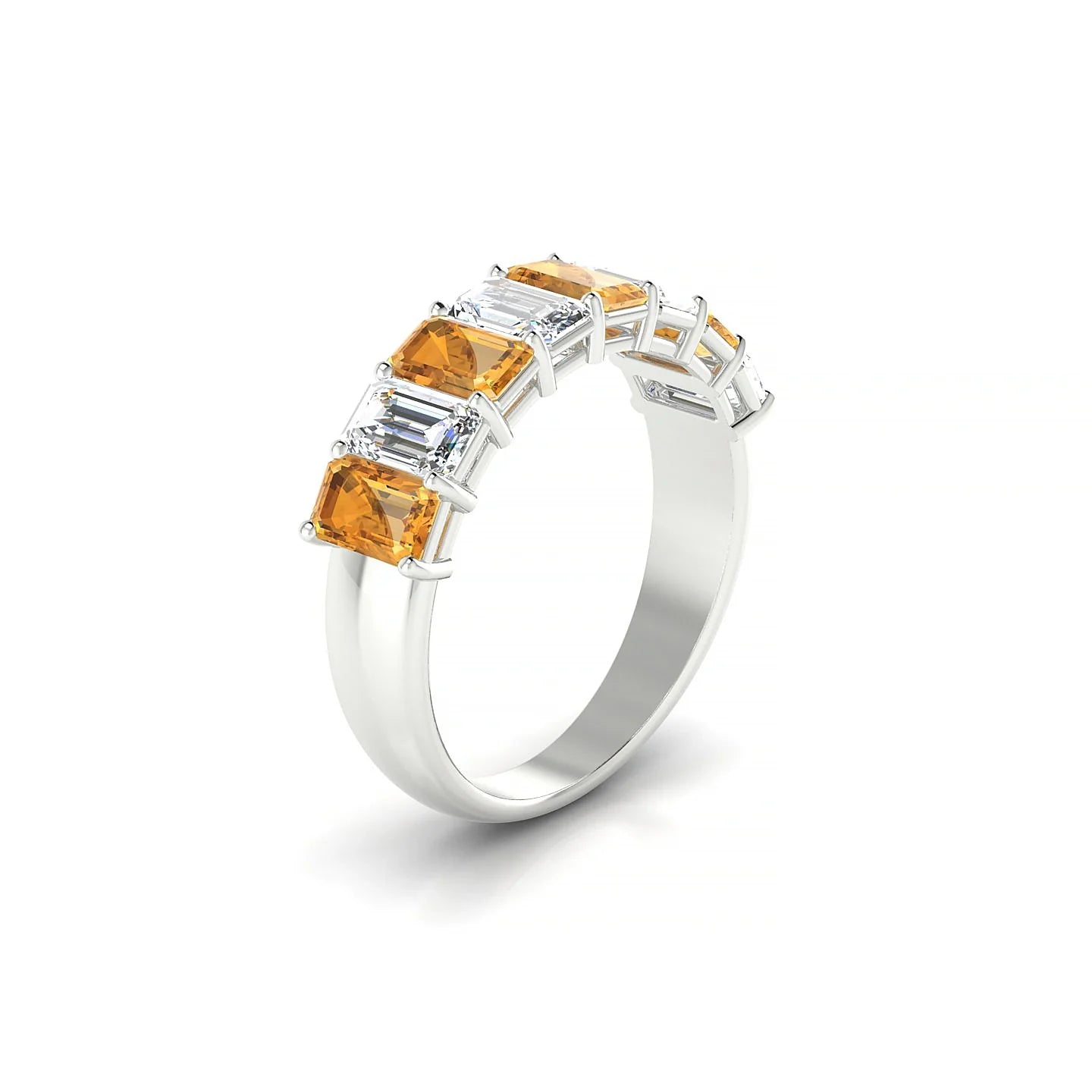 Faith | 18k White Gold 5 x 3 mm Emerald Citrine & Diamond Ring