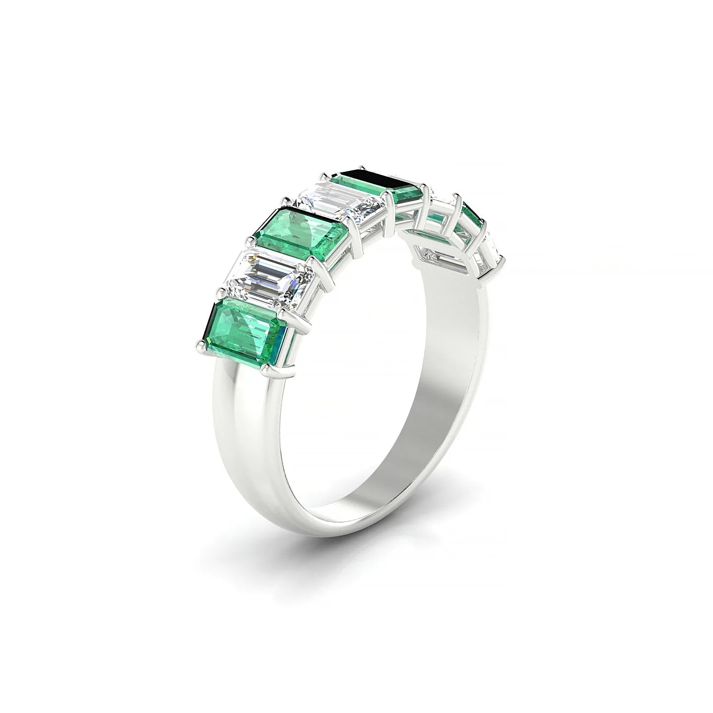 Faith | 18k White Gold 5 x 3 mm Emerald Emerald & Diamond Ring
