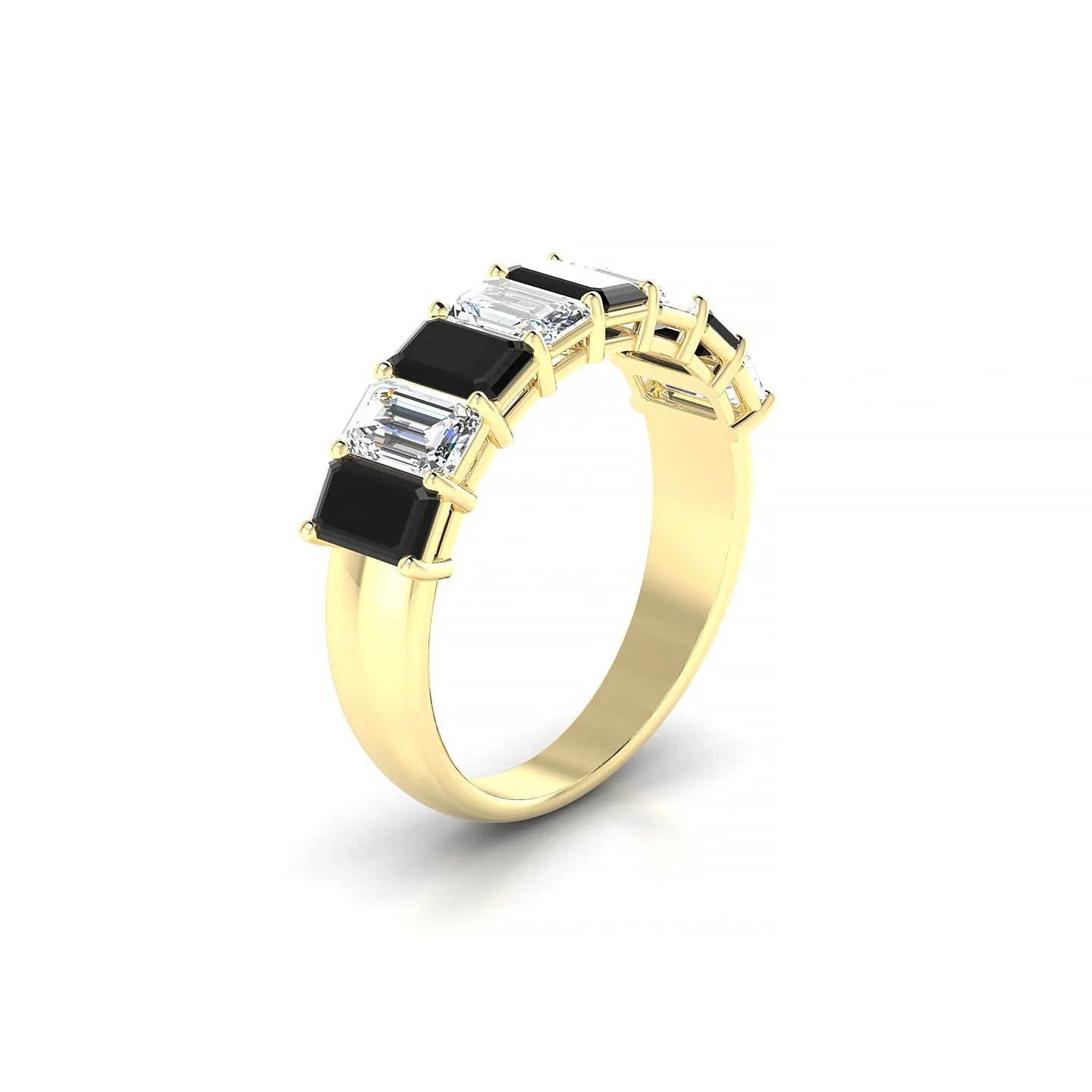 Faith | 18k Yellow Gold 5 x 3 mm Emerald Black Diamond & Diamond Ring