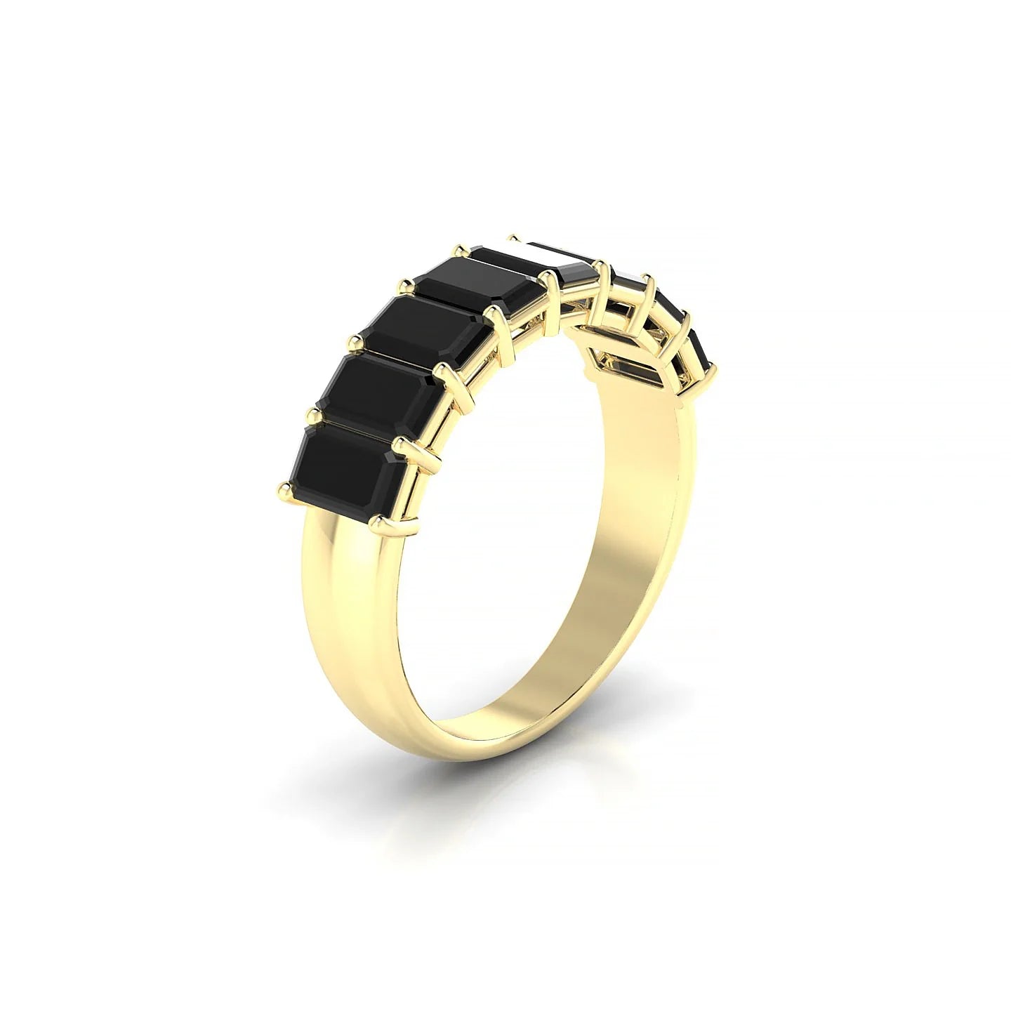 Faith | 18k Yellow Gold 5 x 3 mm Emerald Black Diamond Ring