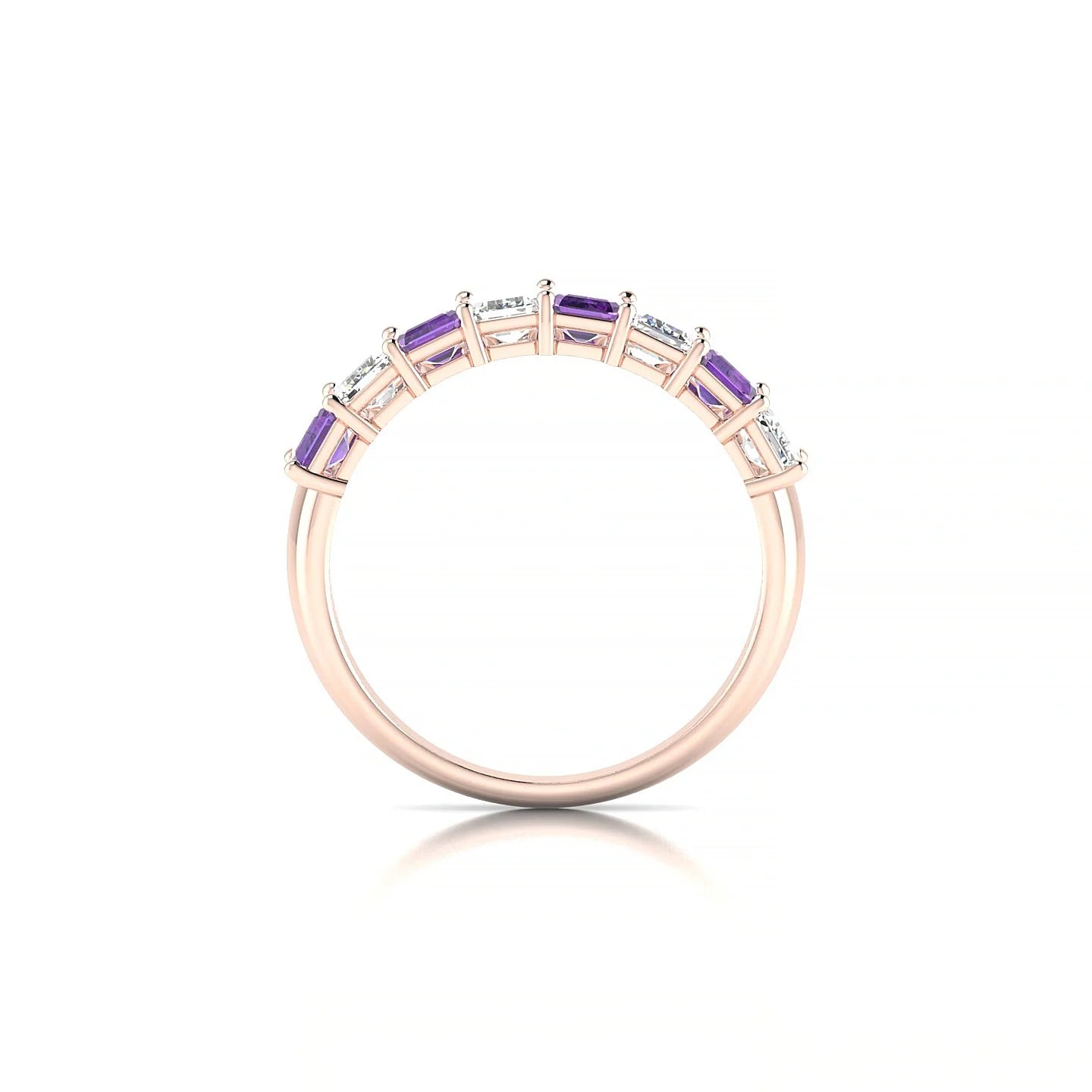 Faith | 18k Rose Gold 5 x 3 mm Emerald Amethyst & Diamond Ring
