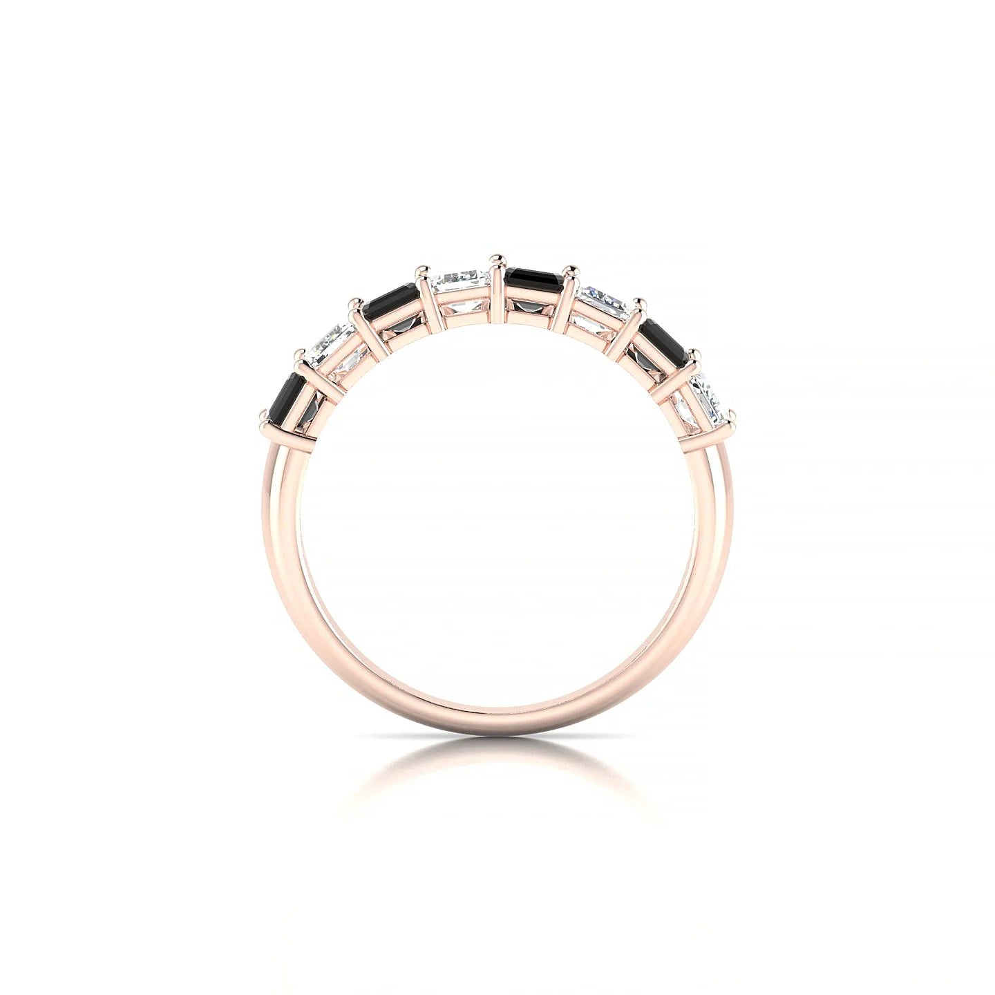 Faith | 18k Rose Gold 5 x 3 mm Emerald Black Diamond & Diamond Ring