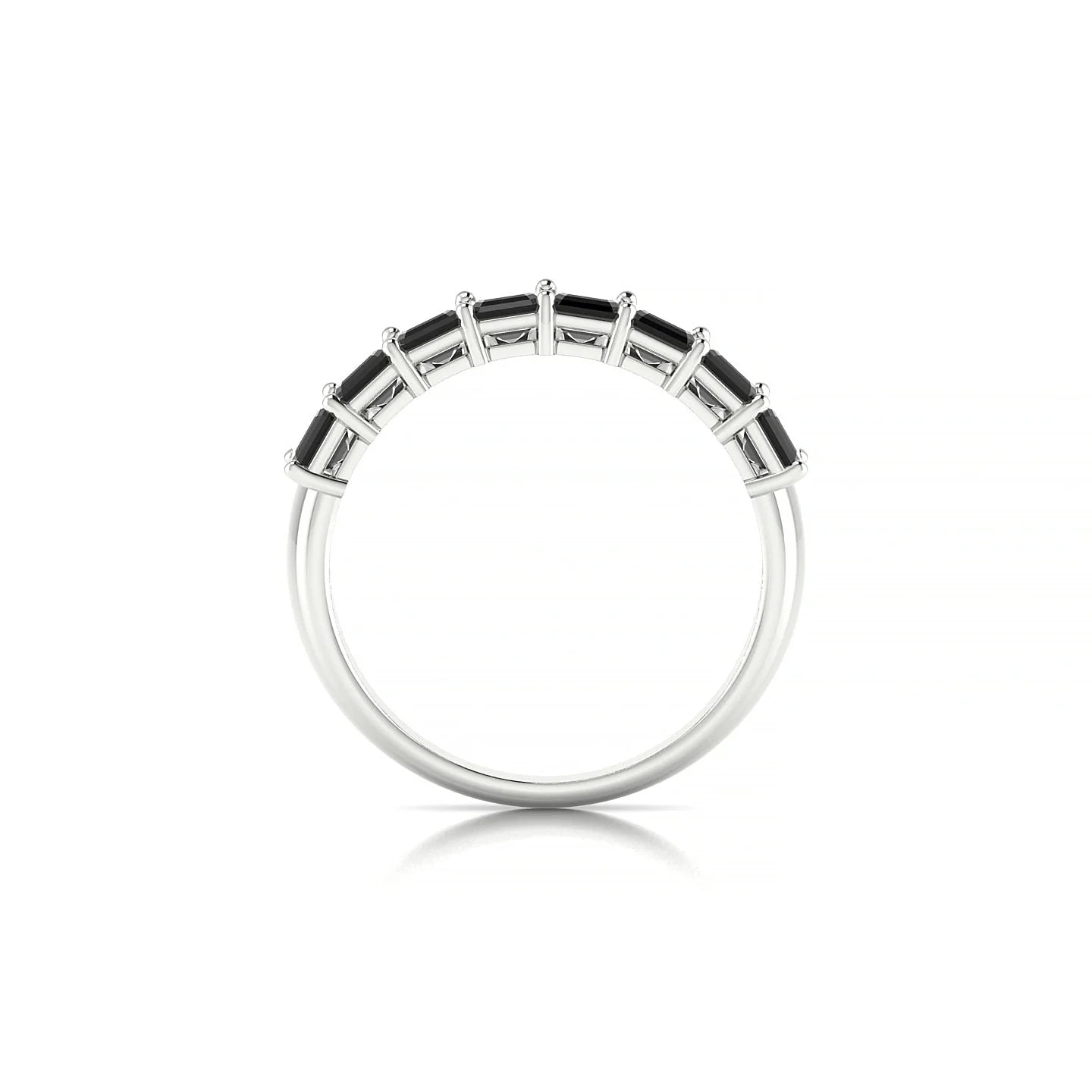 Faith | 18k White Gold 5 x 3 mm Emerald Black Diamond Ring