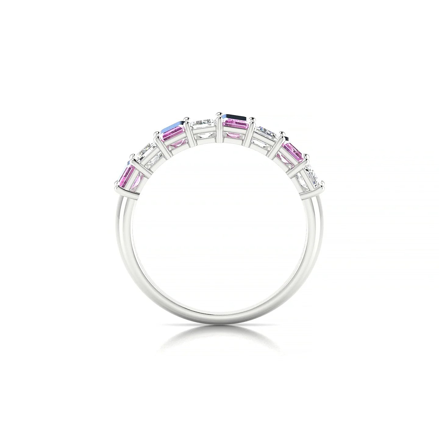 Faith | 18k White Gold 5 x 3 mm Emerald Pink Sapphire & Diamond Ring