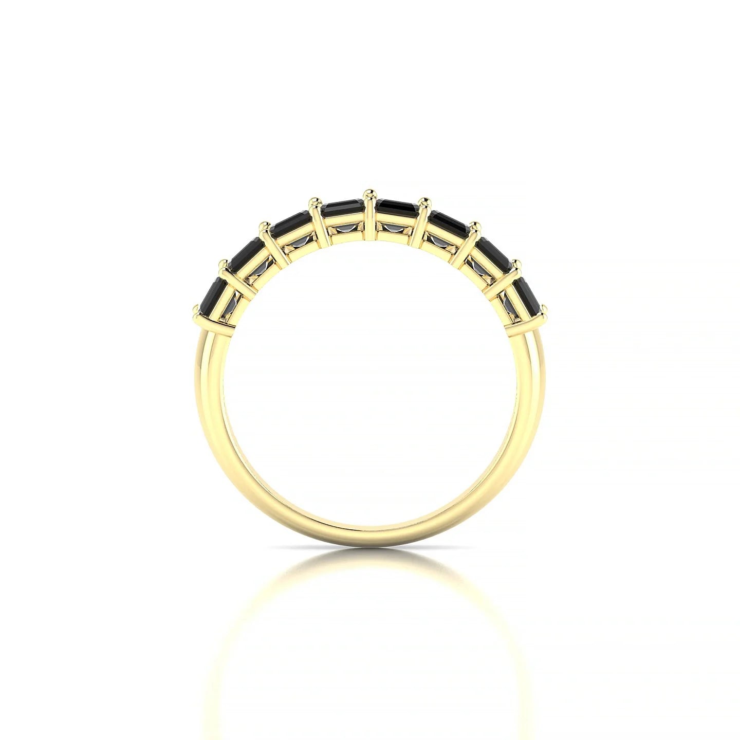 Faith | 18k Yellow Gold 5 x 3 mm Emerald Black Diamond Ring