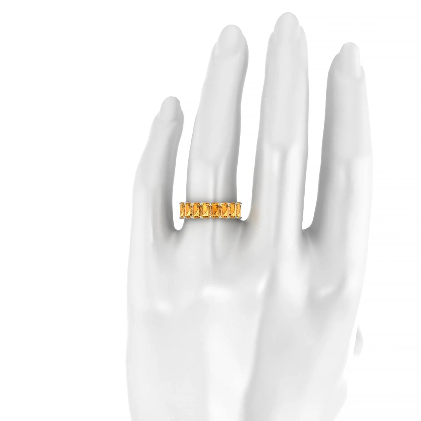 Faith | 18k White Gold 5 x 3 mm Emerald Citrine Ring