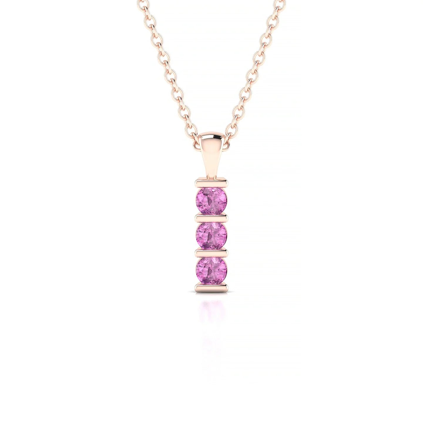 Fall | 18k Rose Gold 2.5 mm Round Pink Sapphire Pendant