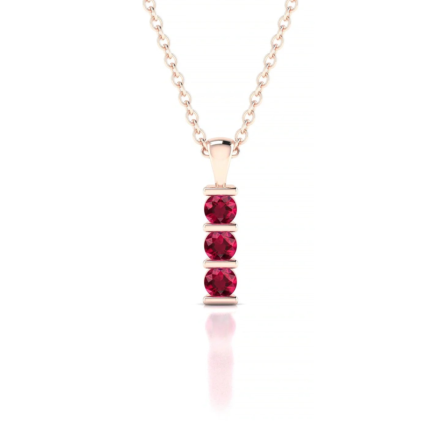 Fall | 18k Rose Gold 2.5 mm Round Ruby Pendant