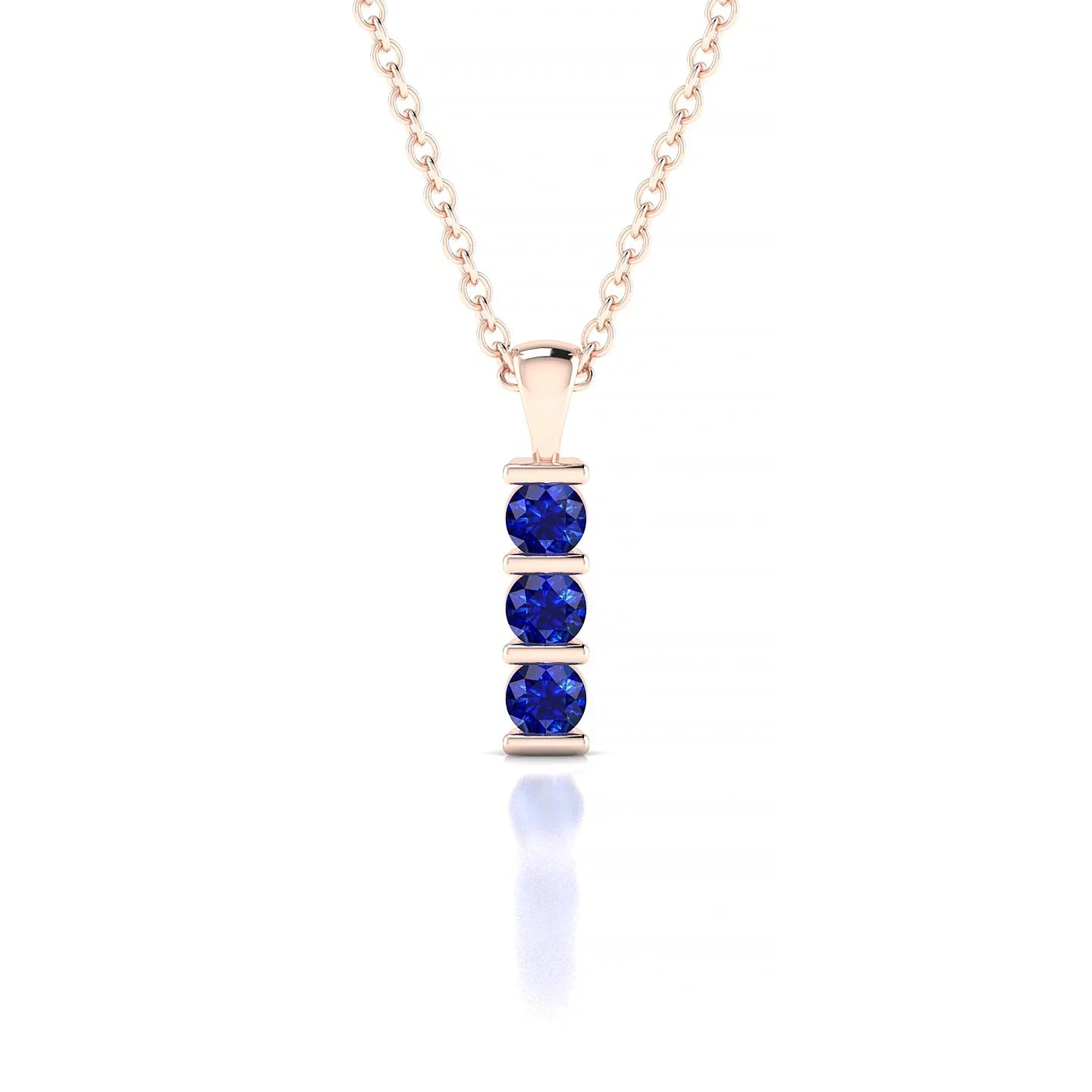 Fall | 18k Rose Gold 2.5 mm Round Sapphire Pendant